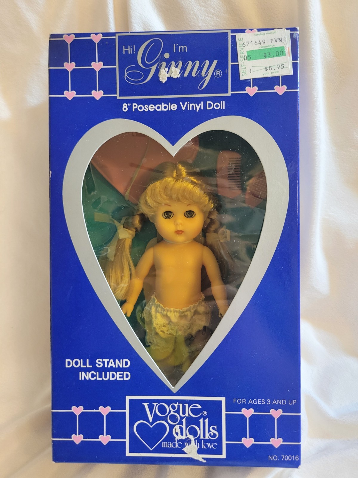 Vintage 1985 Vogue Ginny Basic Blonde Doll 70016 NRFB Factory Sealed Box