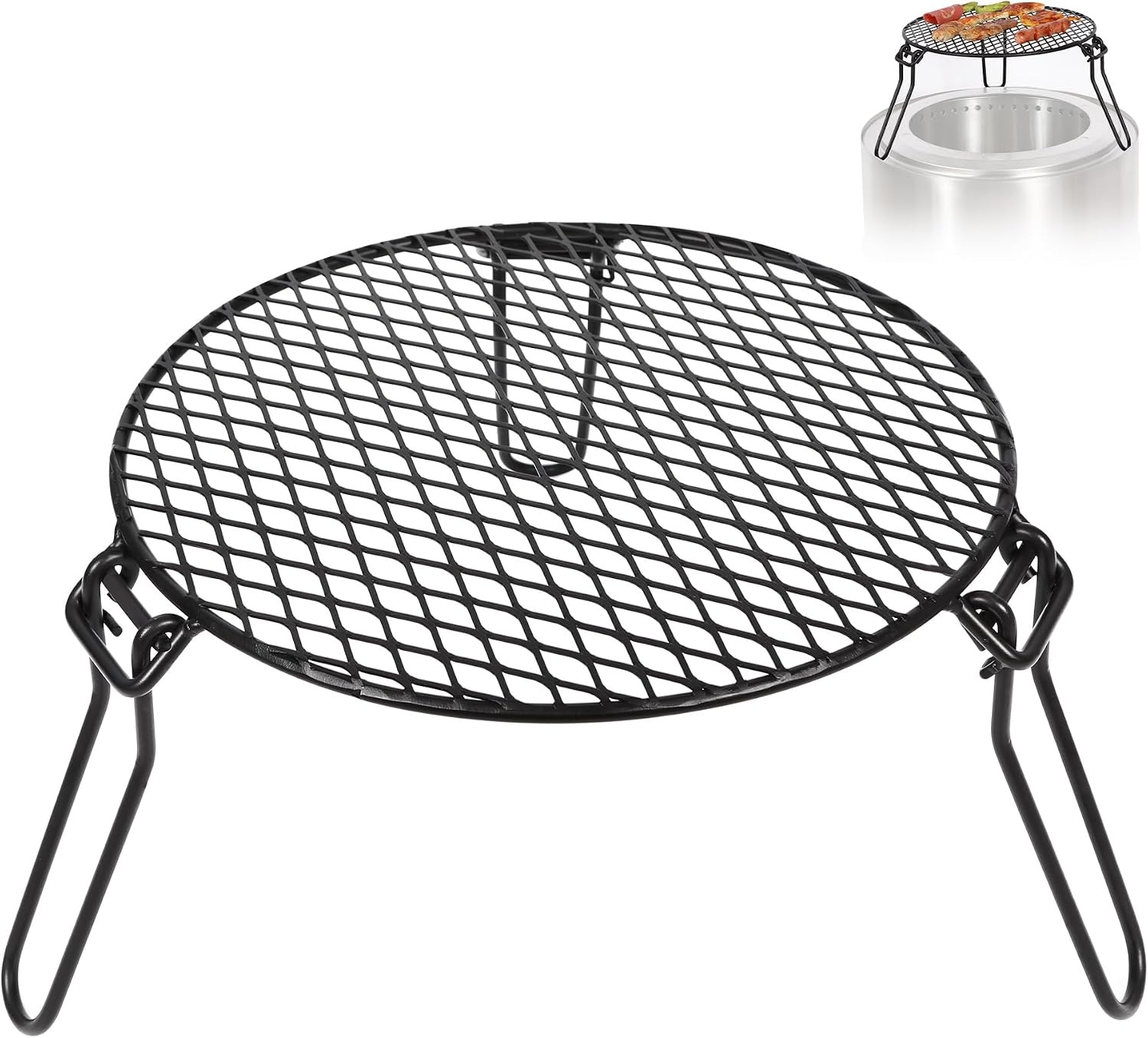 Folding Campfire Grill Grate Top for Solo Stove Bonfire, Portable Iron
