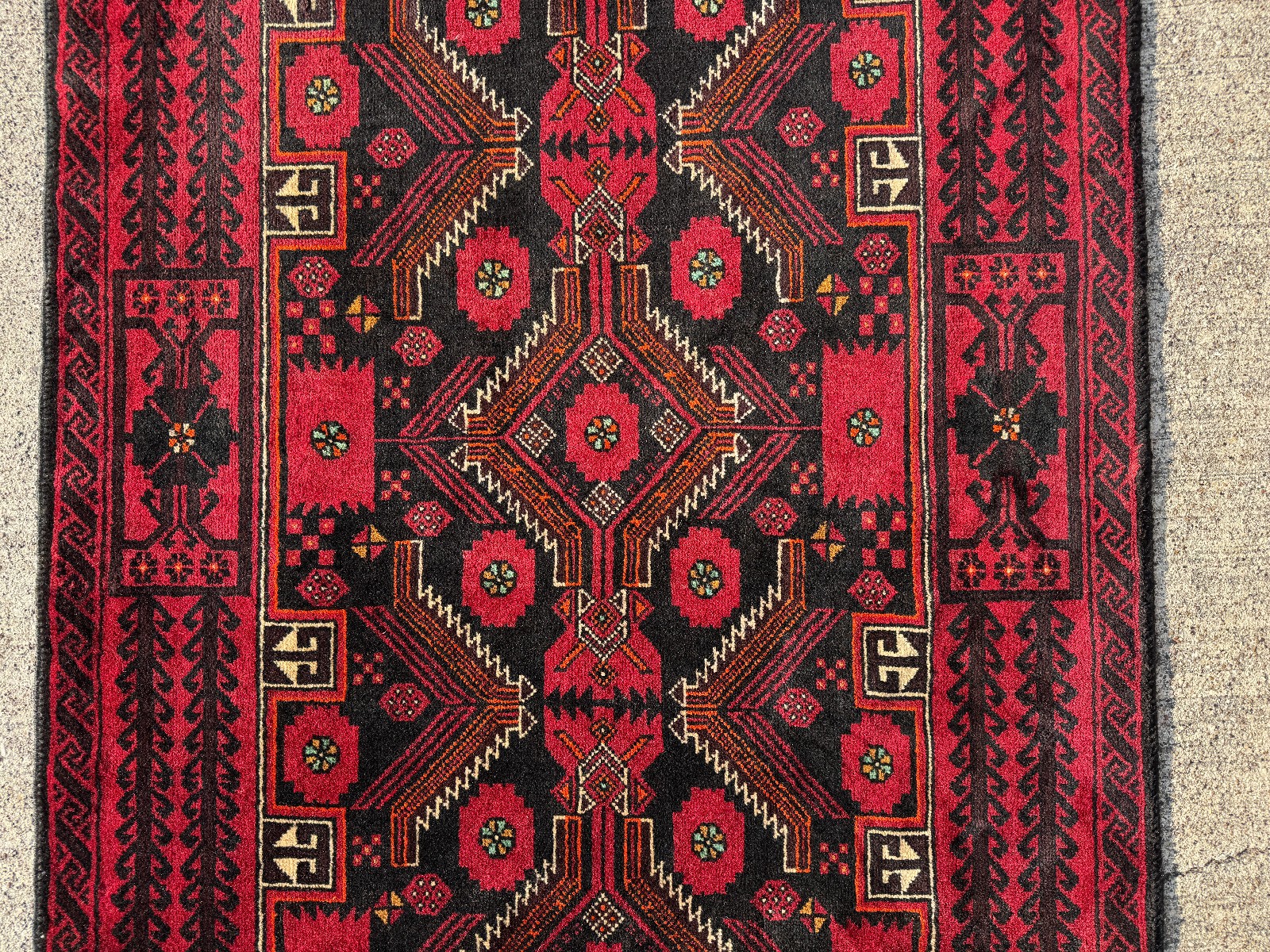 4x8 VINTAGE HANDMADE RUG handwoven oriental red ANTIQUE kazak navy fine 3x8 4x7