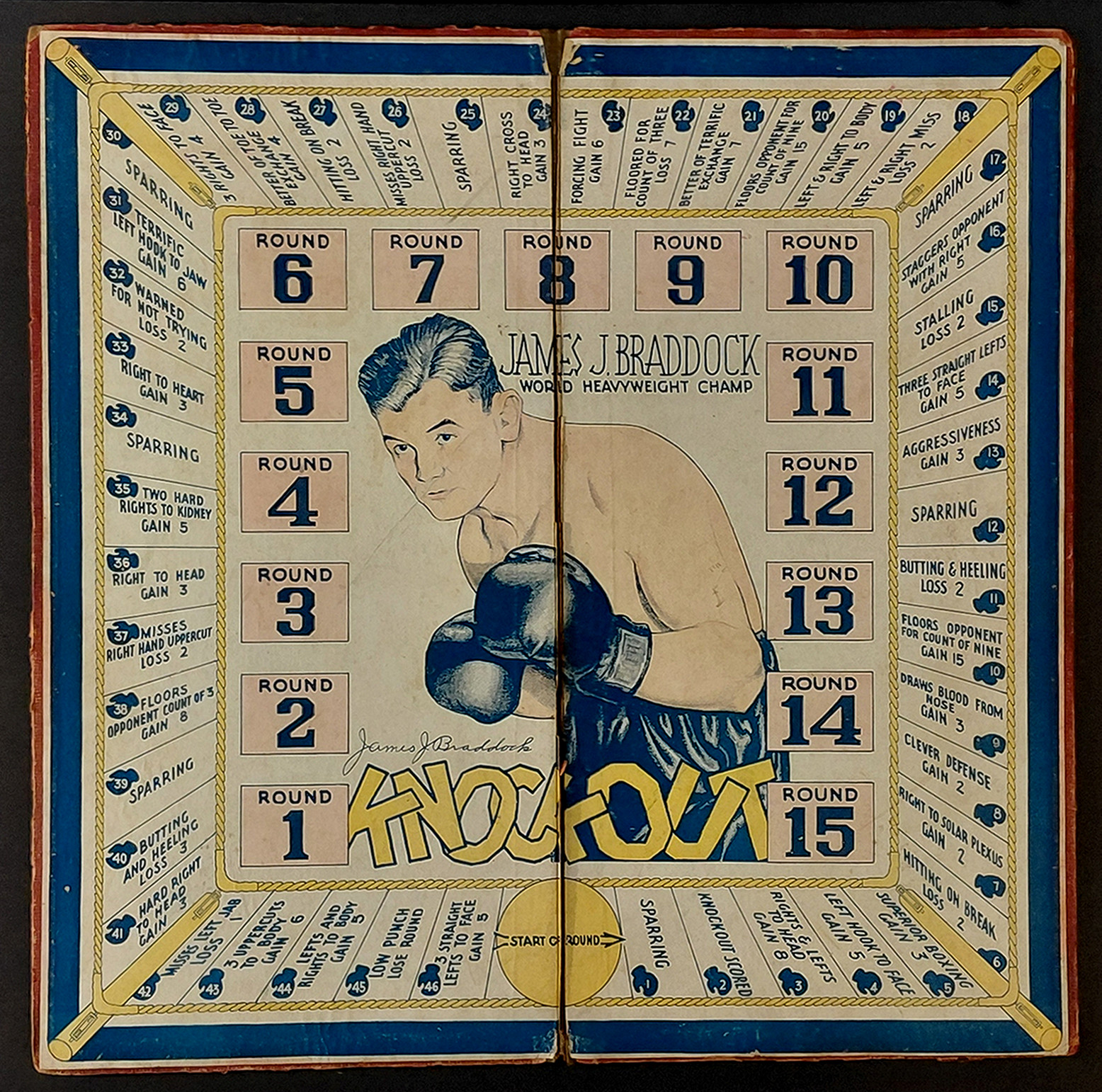 Rare 1935 James J. Braddock KNOCKOUT Boxing Board Game World Heavyweight Champ
