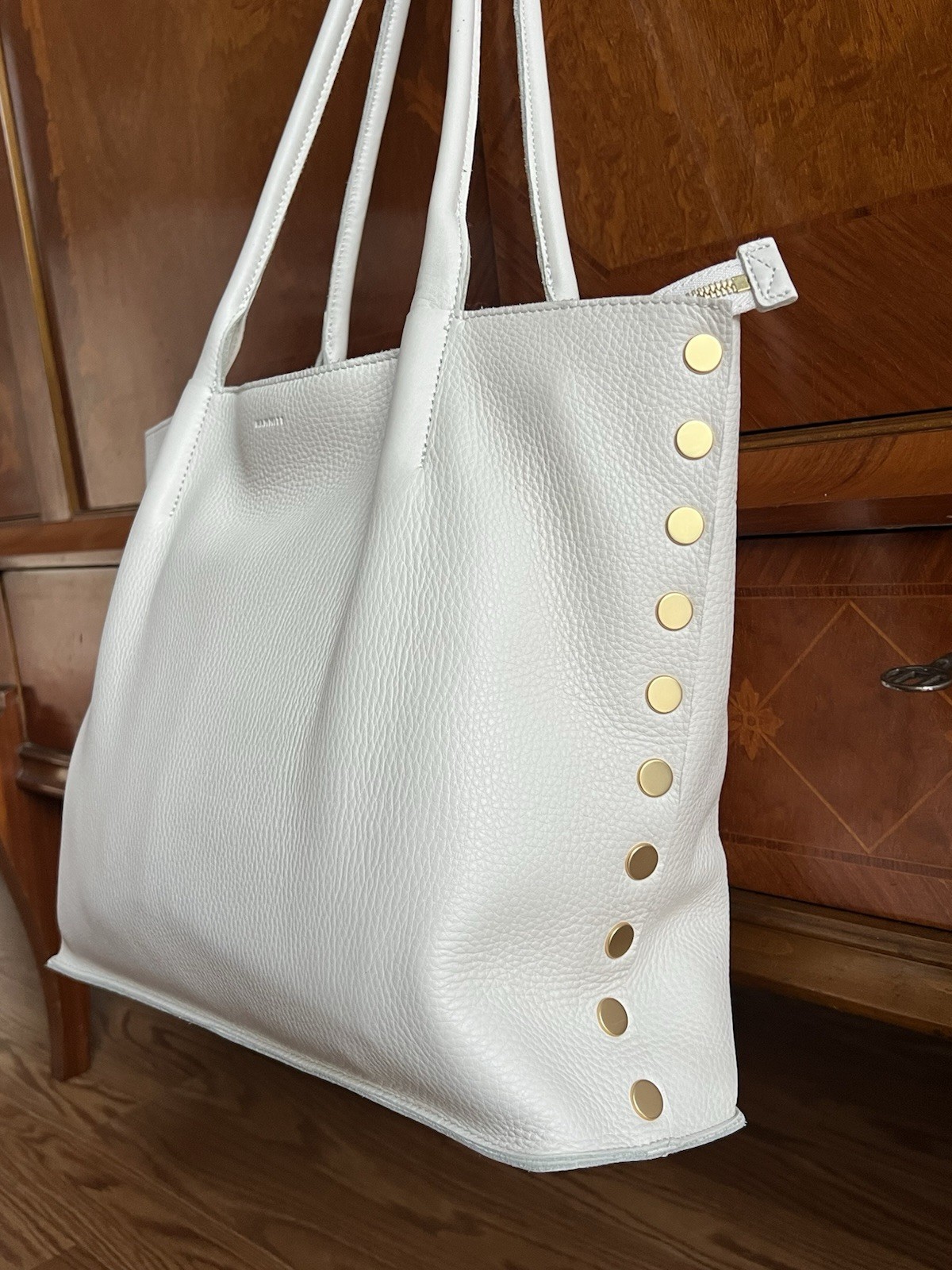 HAMMITT OLIVER ZIP TOTE CALA LILIY WHITE BRUSHED GOLD ACCENTS GORGEOUS LEATHER