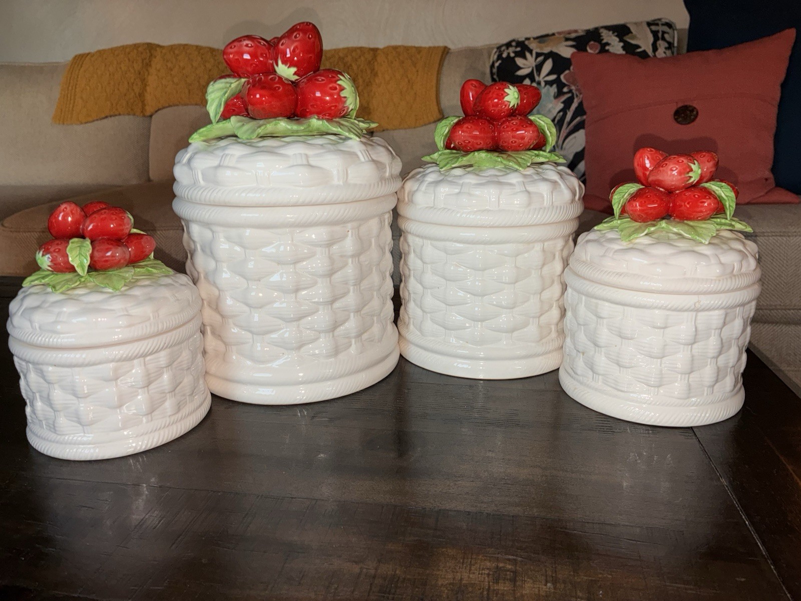 Vintage ‘70s Sears Roebuck & Co. Strawberry Ceramic Canisters Vintage ‘70s Sears Roebuck & Co. Strawberry Ceramic Canisters