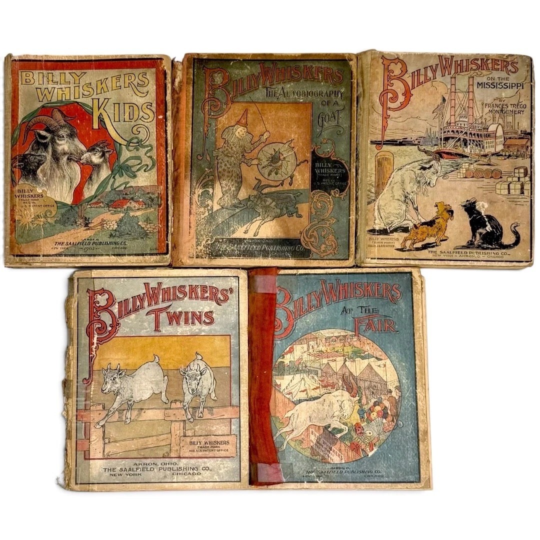 Billy Whiskers Antique Children’s Book Lot, 5 First Editions Goat Series c 1902