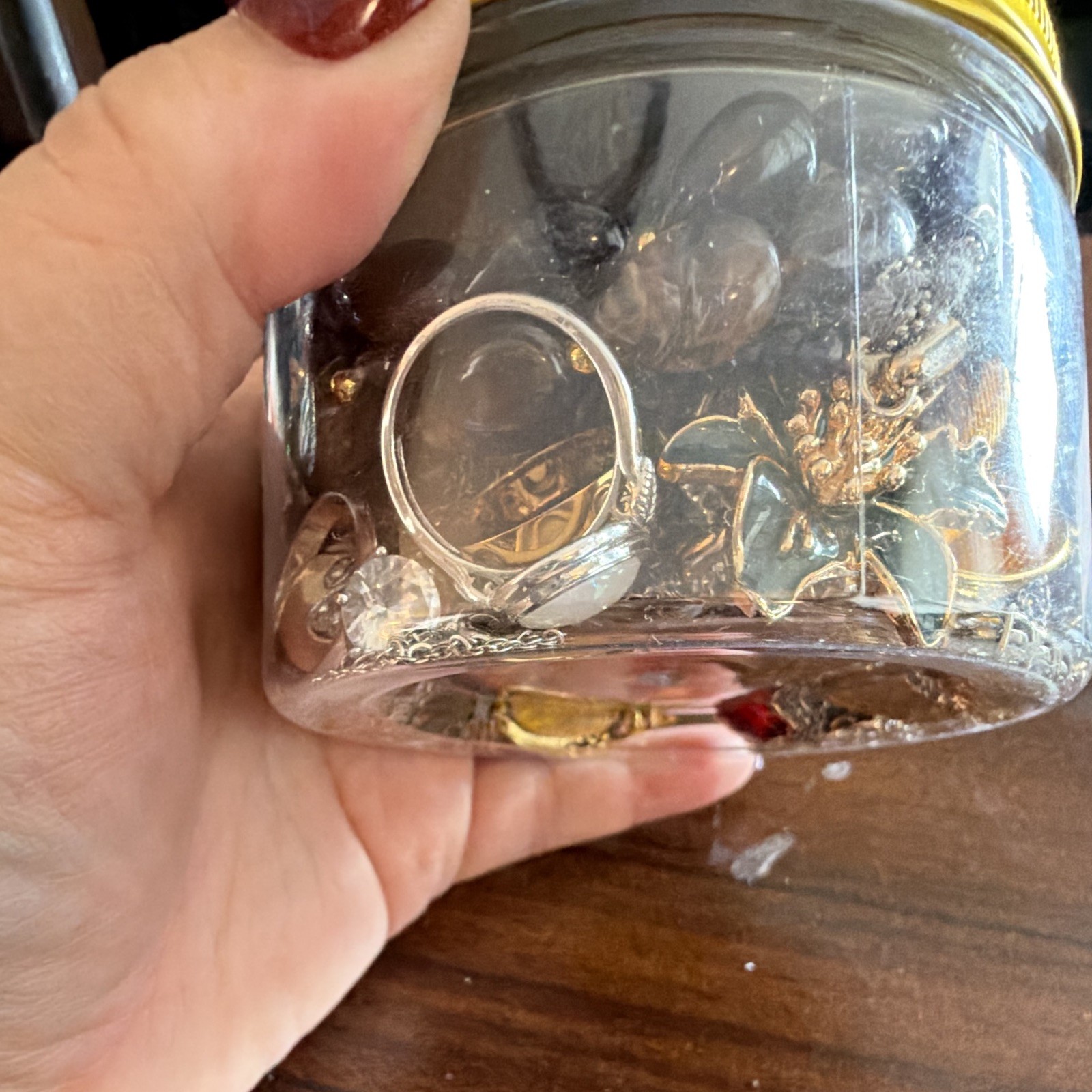 Mystery Jewelry jar of Necklaces, Earrings, Rings. Some .925 Mystery Jewelry jar of Necklaces, Earrings, Rings. Some .925