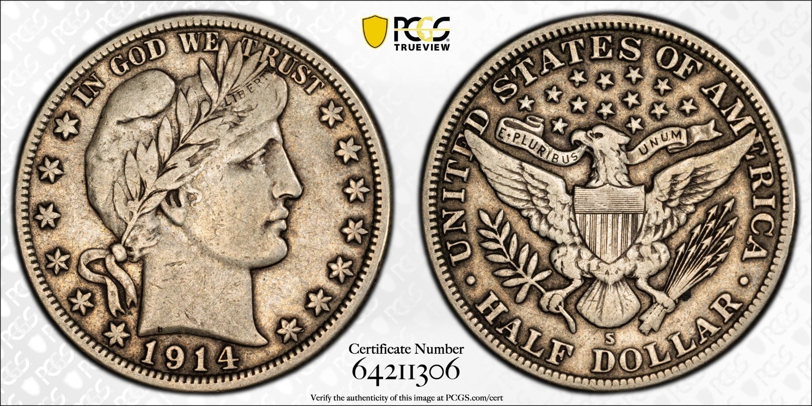 1914 S Barber Half Dollar PCGS VF 30 Sharp Original w/ Excellent Eye Appeal 1914 S Barber Half Dollar PCGS VF 30 Sharp Original w/ Excellent Eye Appeal