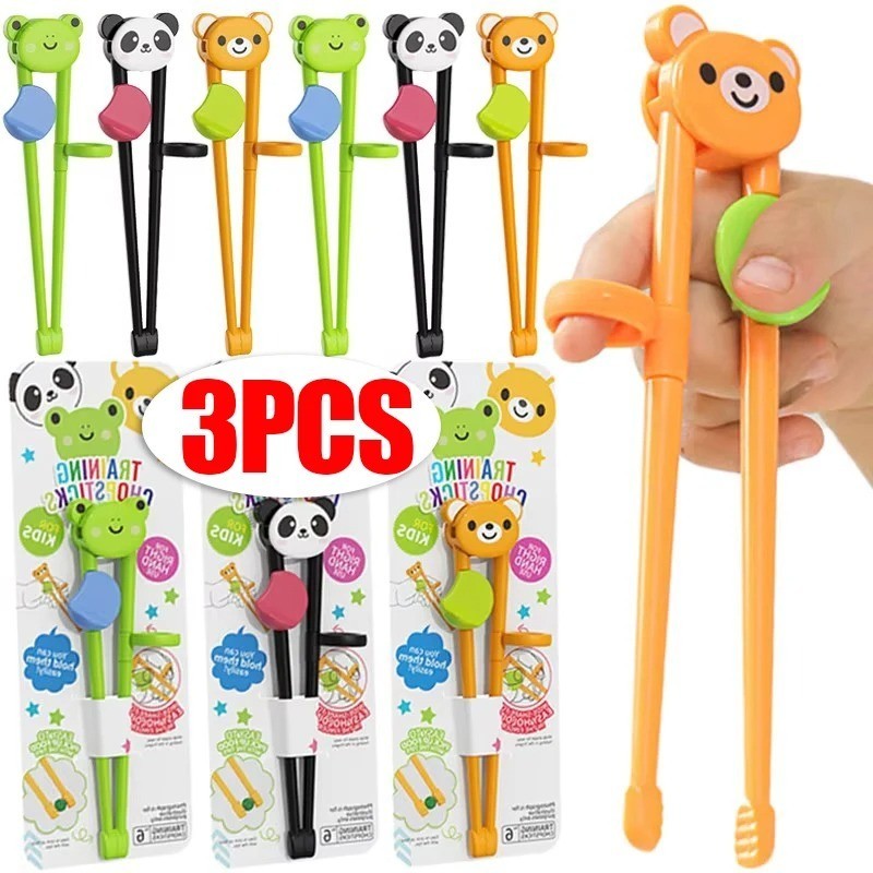 3Pcs Cute Animal Learning Chopsticks for Children Cartoon Elementary Chopsticks 