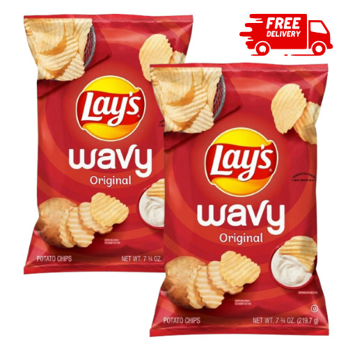 Lay\'s Wavy Potato Chips, Original Flavor, 7.75 oz Bag Pack of 2 Lay\'s Wavy Potato Chips, Original Flavor, 7.75 oz Bag Pack of 2