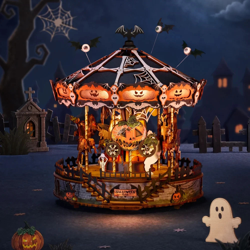 Rolife Wooden 3D Puzzle Phantom Waltz DIY Music Box Building Toy Halloween Gift Rolife Wooden 3D Puzzle Phantom Waltz DIY Music Box Building Toy Halloween Gift