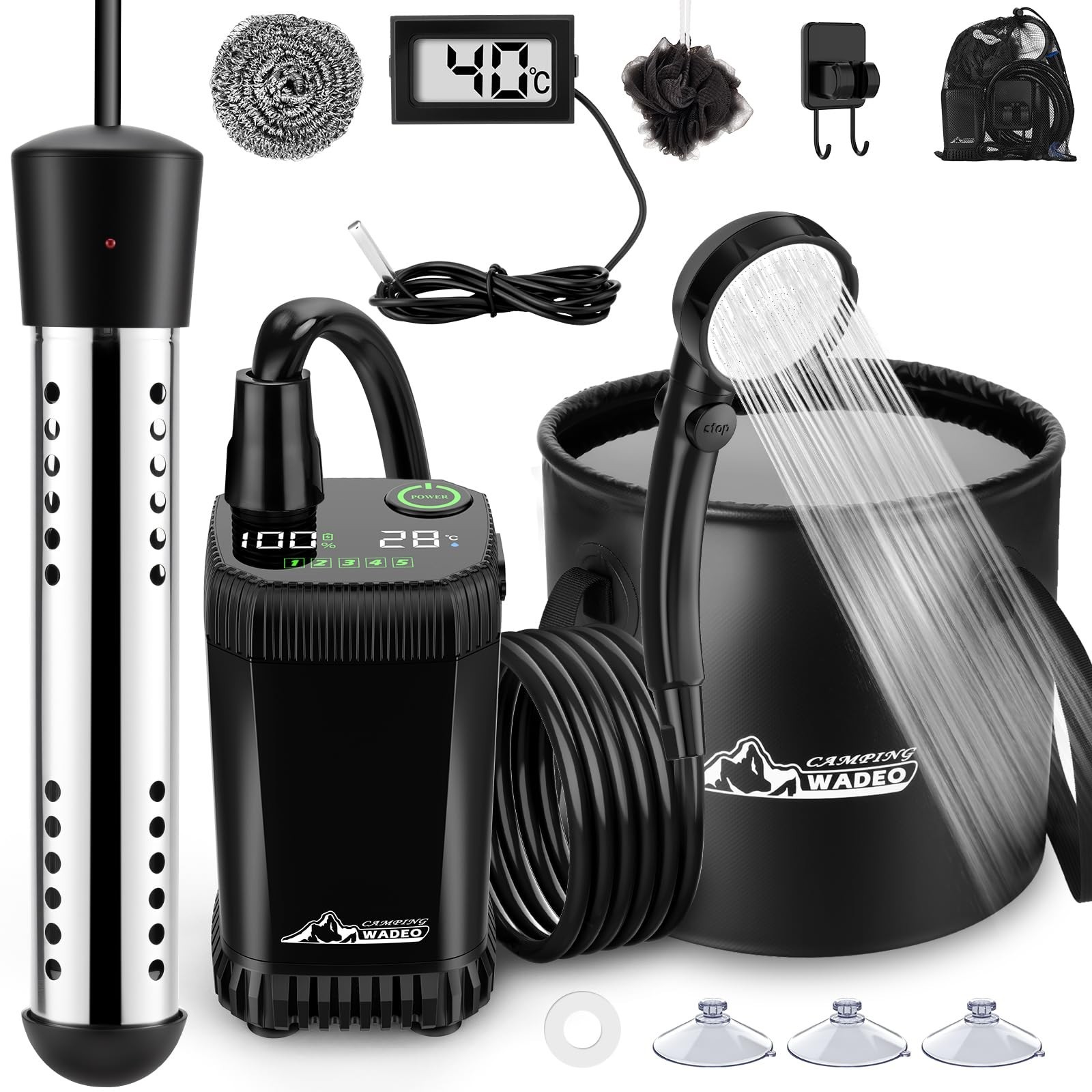 2026 Upgraded Portable Shower with Heater,5 Gal Foldable Bucket,LED Display 2026 Upgraded Portable Shower with Heater,5 Gal Foldable Bucket,LED Display
