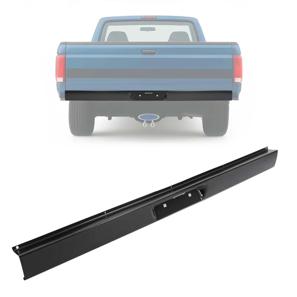 Rear Roll Pan 87-96 for Ford F150 Styleside Fleetside Steel Black w/LED Light