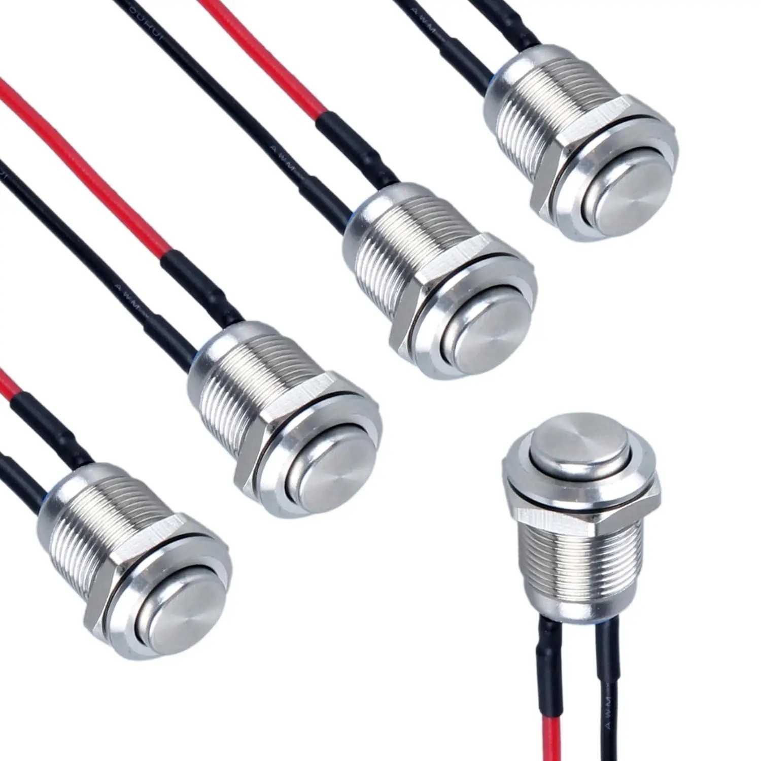 5-Pcs 12 mm Momentary Push Button Switch Waterproof Push Button Switch Round 5-Pcs 12 mm Momentary Push Button Switch Waterproof Push Button Switch Round