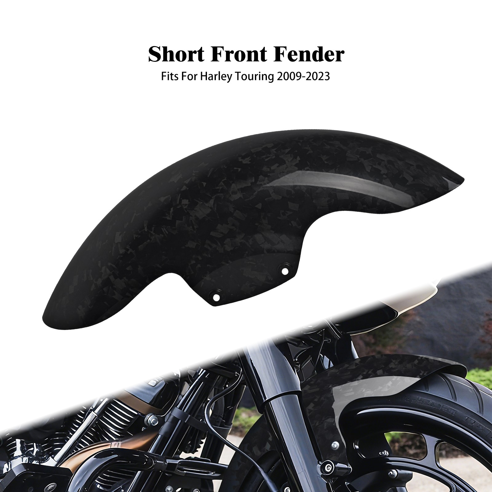 Forged Carbon Fiber Front Short Fender For Harley Touring Street Glide 2009-2023