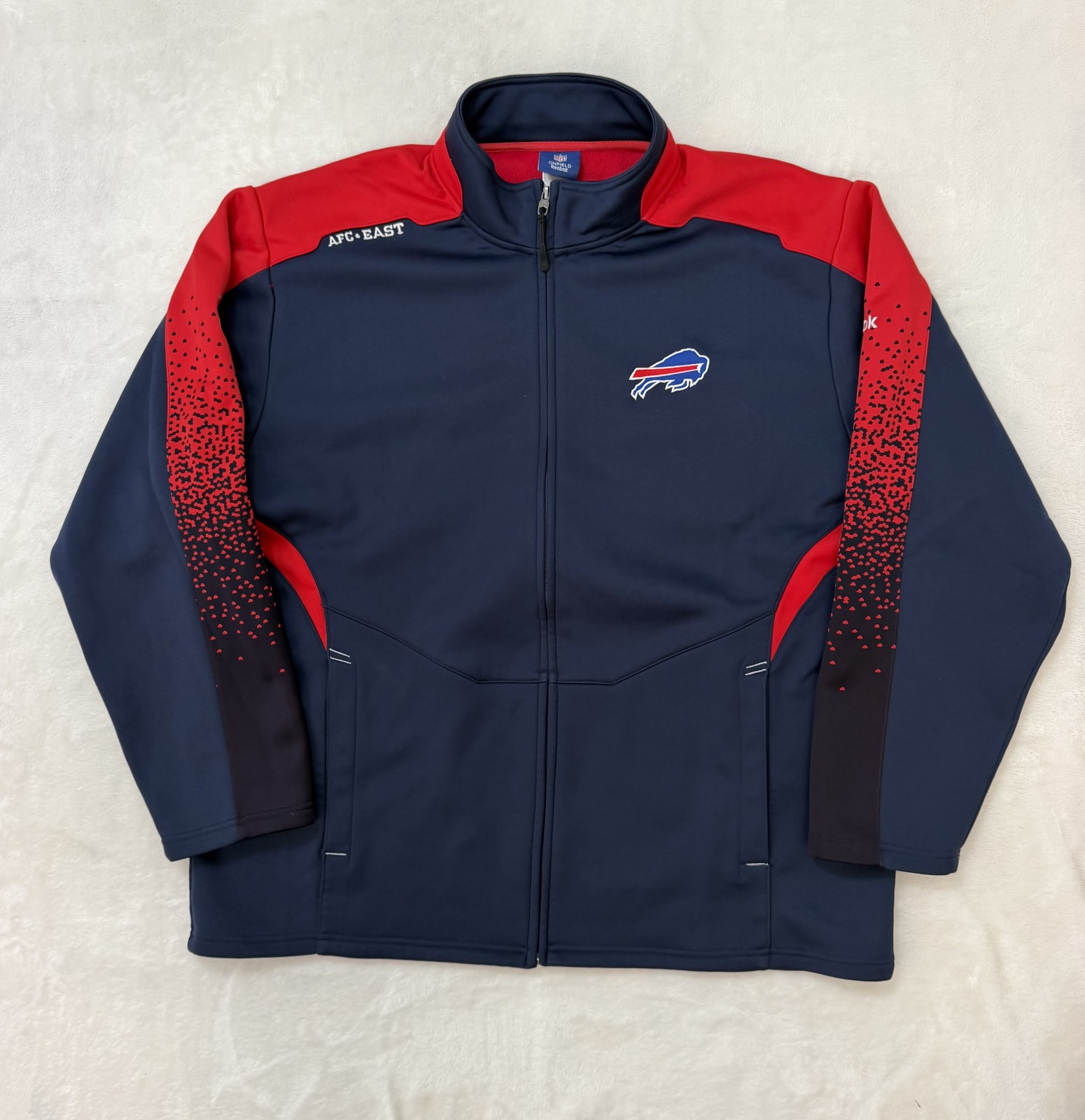 Reebok Buffalo Bills Jacket Mens 2XL Blue NFL Football Softshell Zip Up On Field Reebok Buffalo Bills Jacket Mens 2XL Blue NFL Football Softshell Zip Up On Field