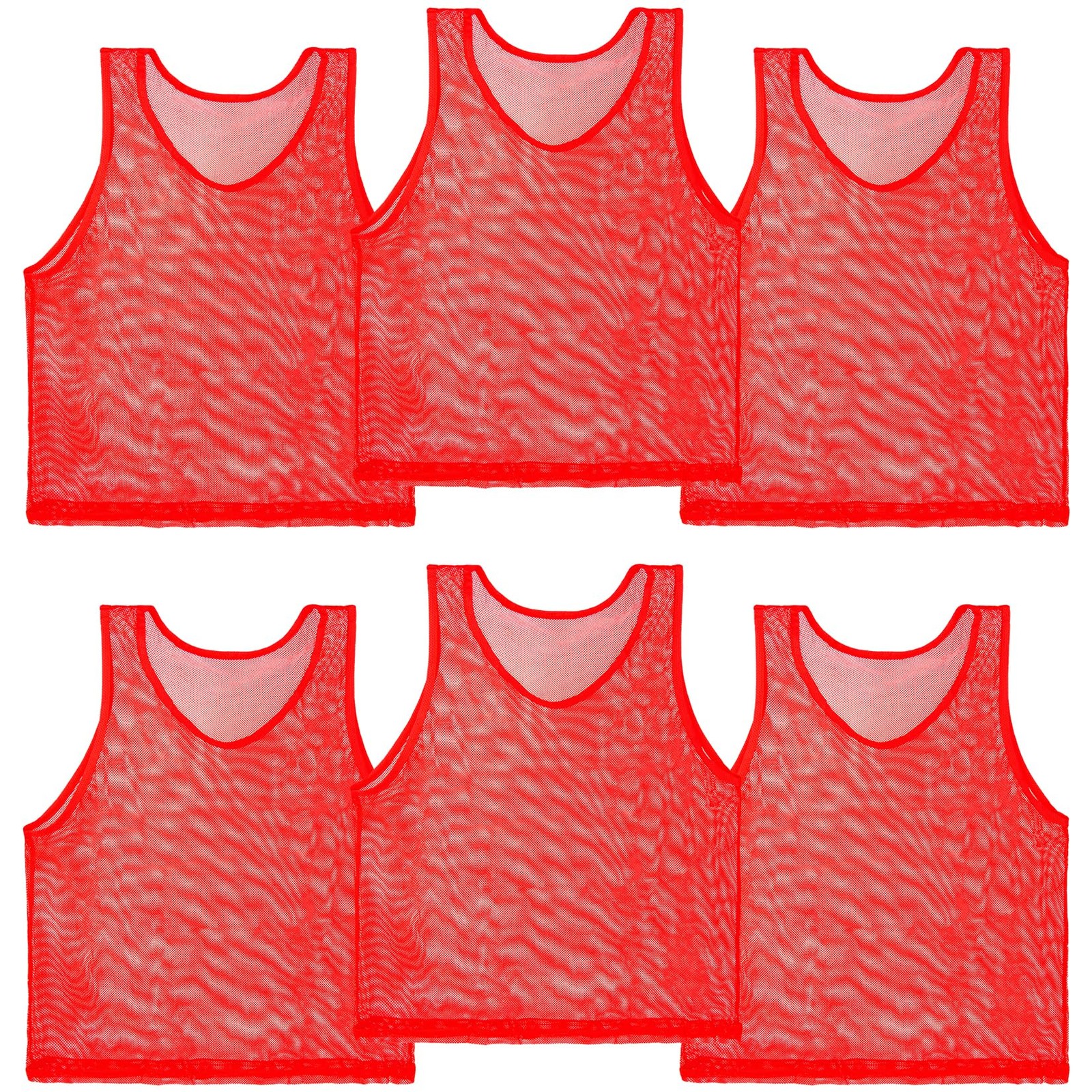RAINFLOW Red Soccer Pinnies 6 Pack Nylon Mesh Scrimmage Training Vests RAINFLOW Red Soccer Pinnies 6 Pack Nylon Mesh Scrimmage Training Vests