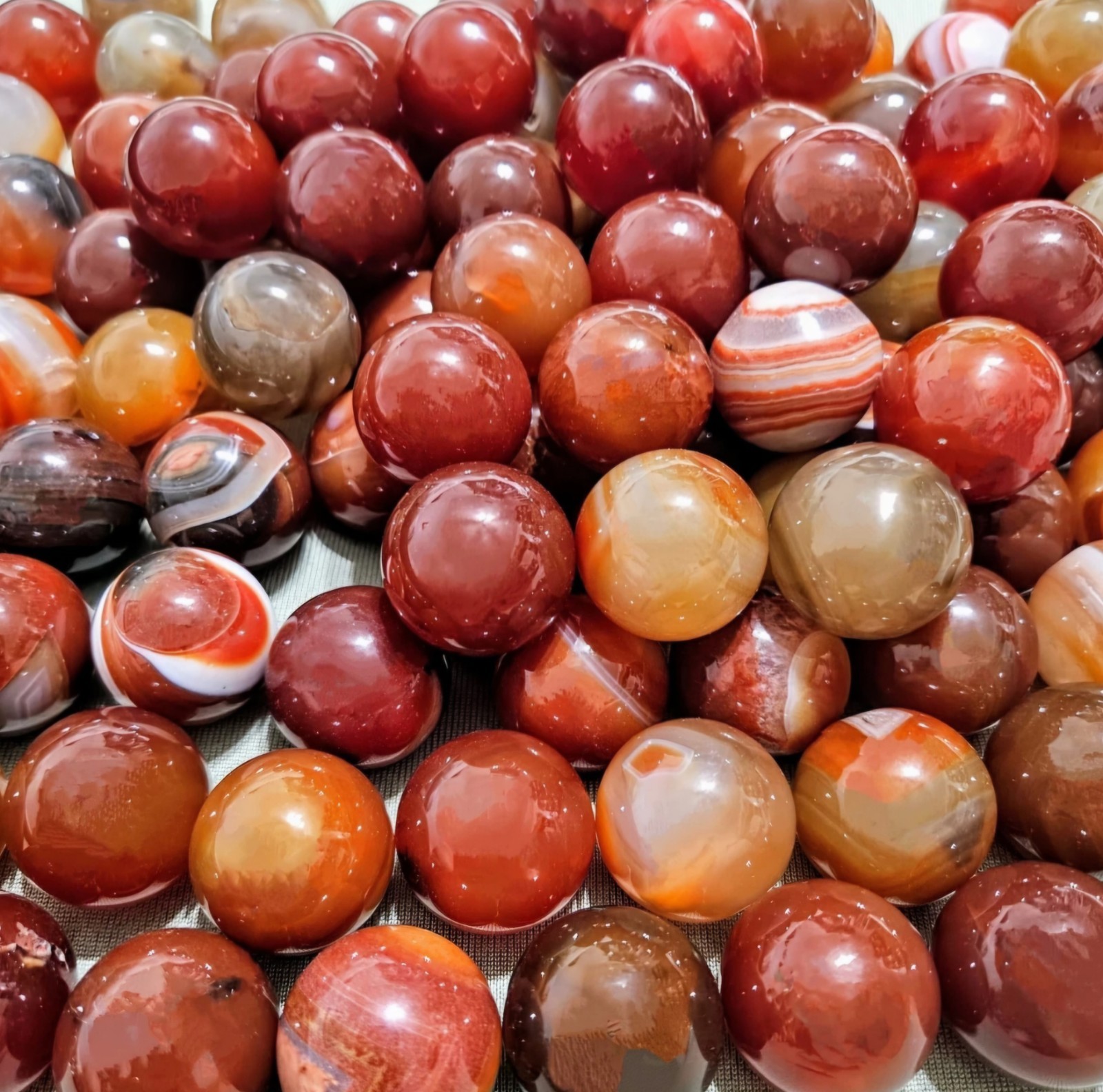 Natural Mini Carnelian Agate Sphere, Crystal Ball, Marble, Bead, Lot Of 5 Natural Mini Carnelian Agate Sphere, Crystal Ball, Marble, Bead, Lot Of 5