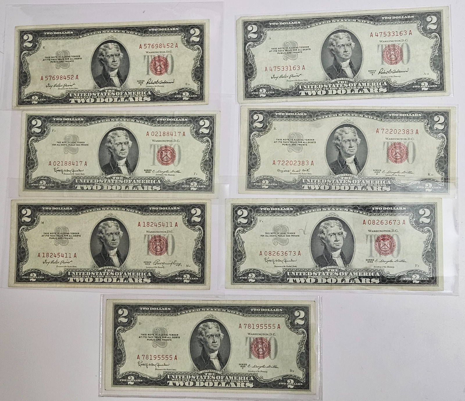 1953/1963 Two Dollar Note Red Seal ~ (1) US $2 Bill - Fine+ Condition 1953/1963 Two Dollar Note Red Seal ~ (1) US $2 Bill - Fine+ Condition