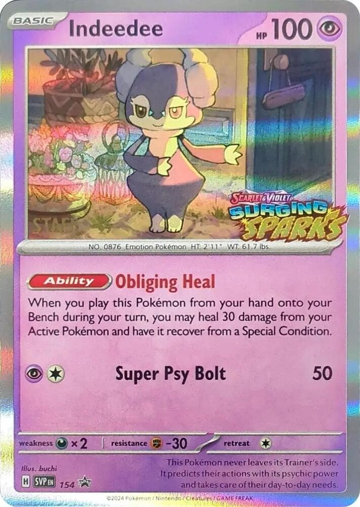 Indeedee - SVP154 - Pokemon Scarlet & Violet Promo Prerelease STAFF Holo NM
