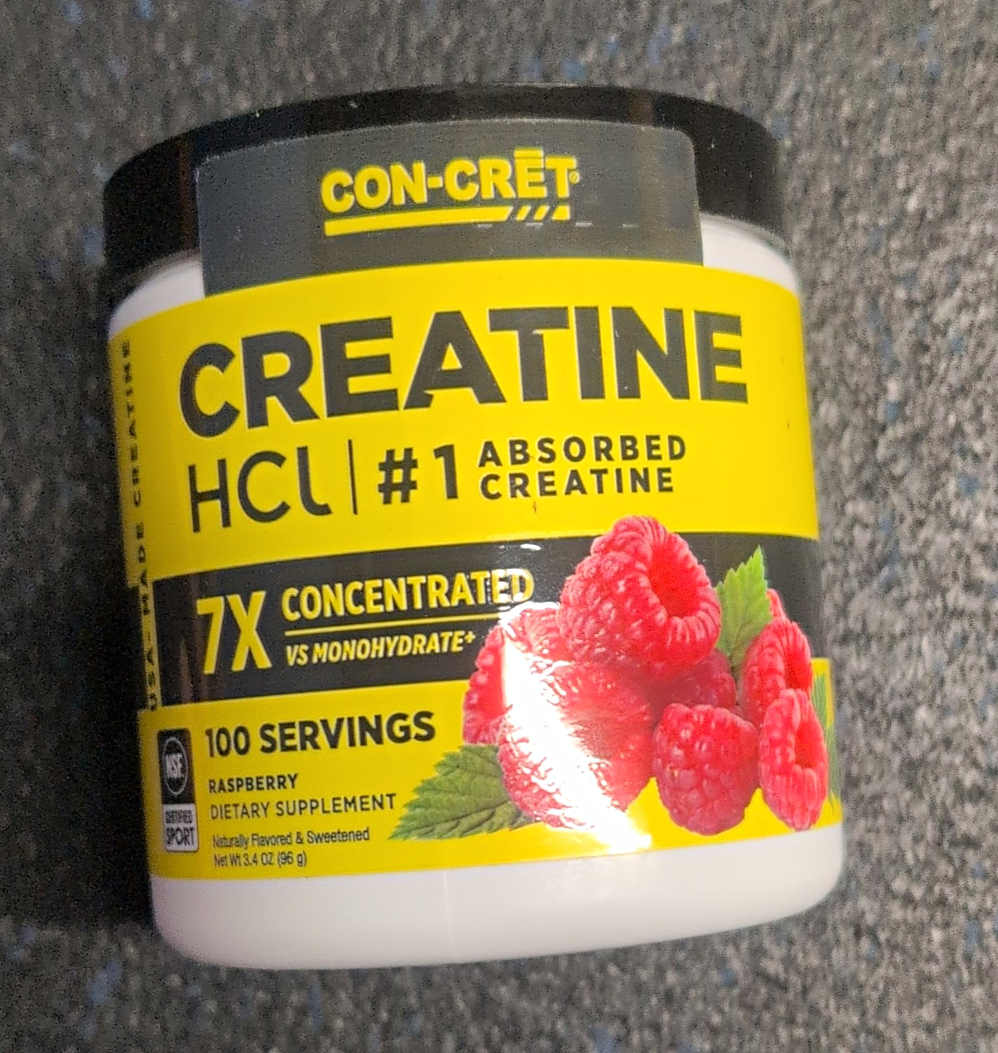 CON-CRET Creatine HCl Powder 7X Concentrated Raspberry 100 Serv 96 G