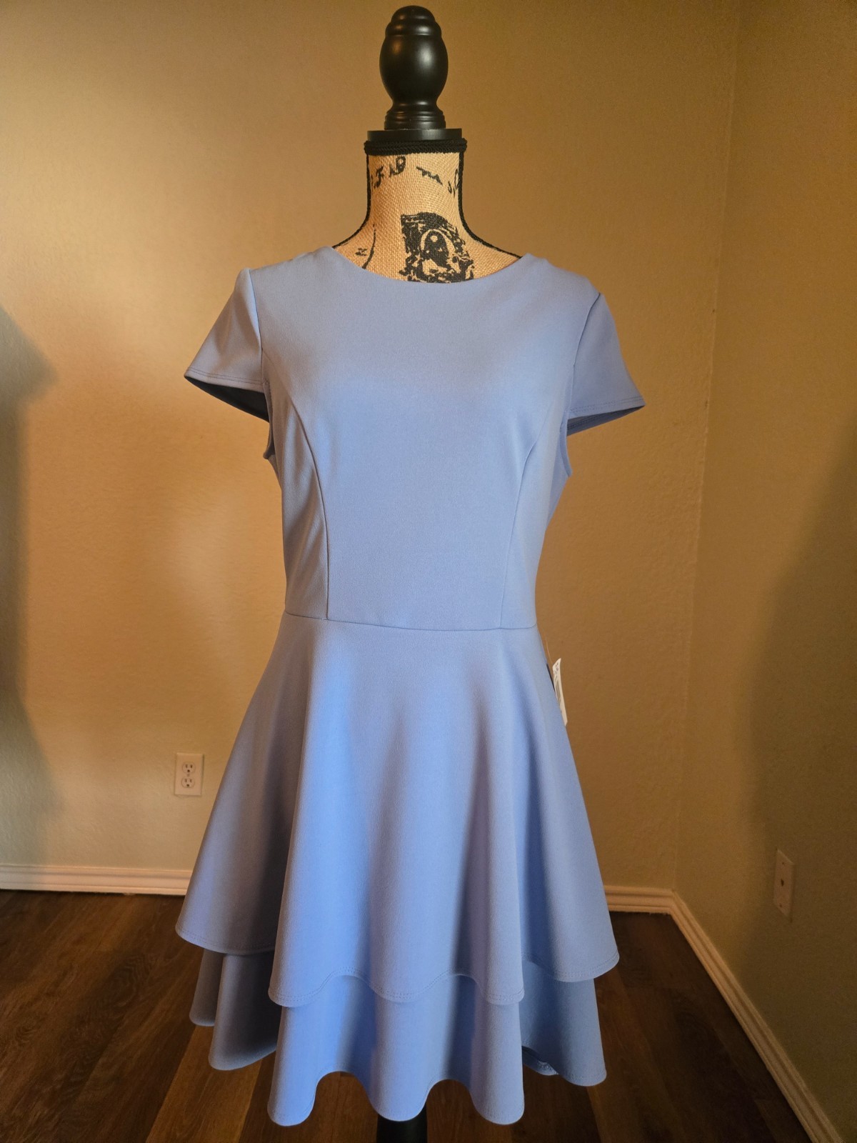 B Smart Blue High Low Fit Flare Dress Size 10 NWT Open Back Tie Bow B Smart Blue High Low Fit Flare Dress Size 10 NWT Open Back Tie Bow
