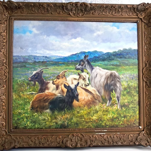 Gaston Dubois (French), Goats in a Pasture
