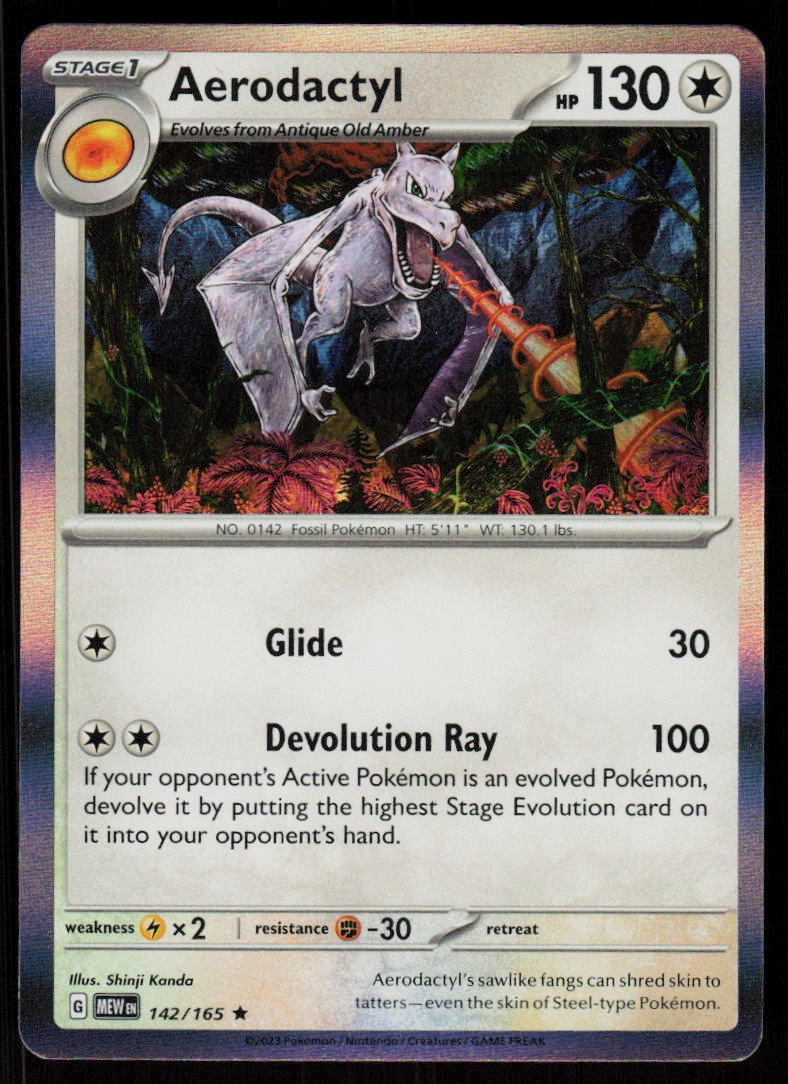 Aerodactyl 142/165 Rare 151 Pokemon Holo Near Mint