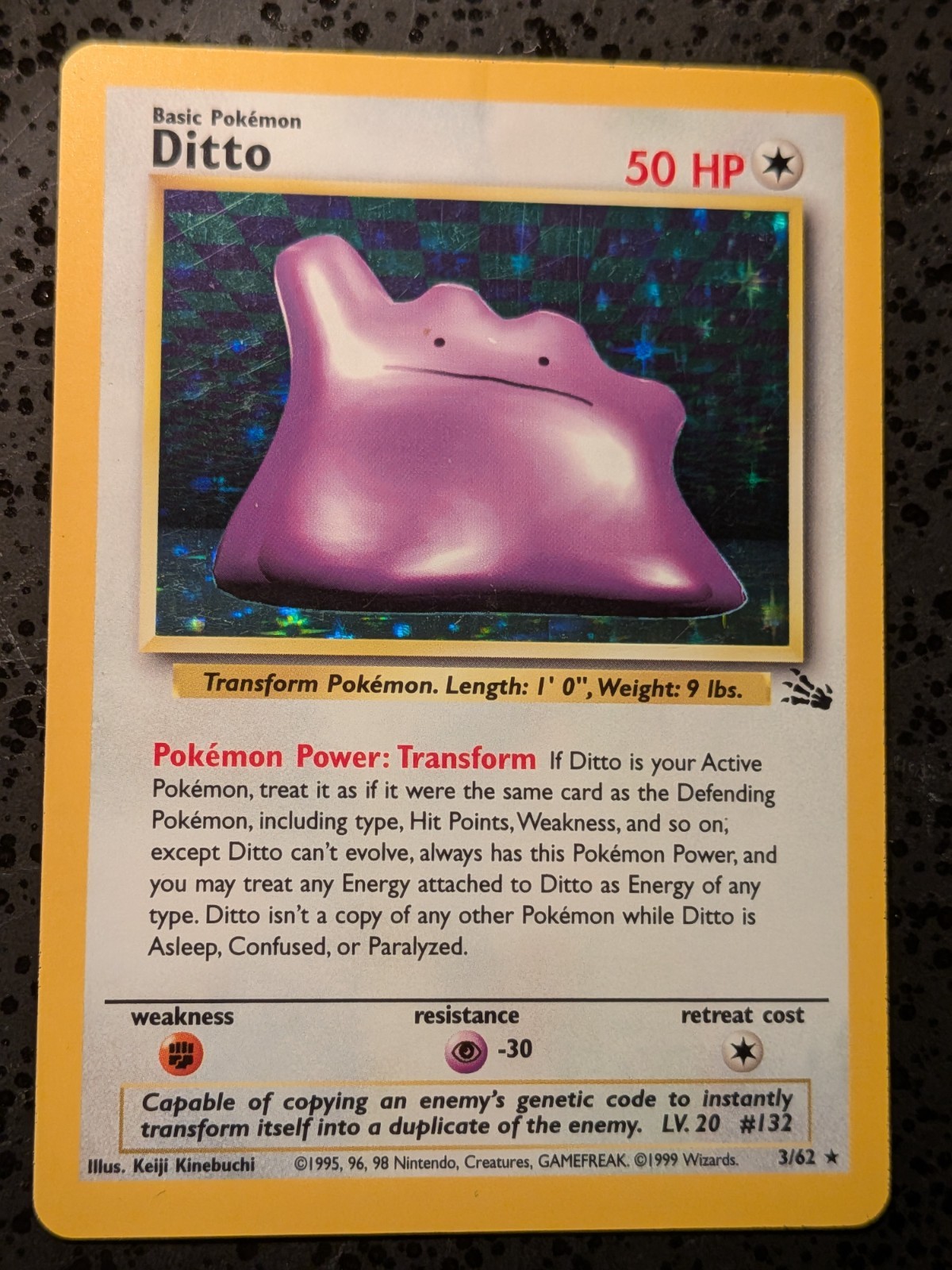 1999 Pokemon Fossil Ditto 3/62 Holo Rare Unlimited HP