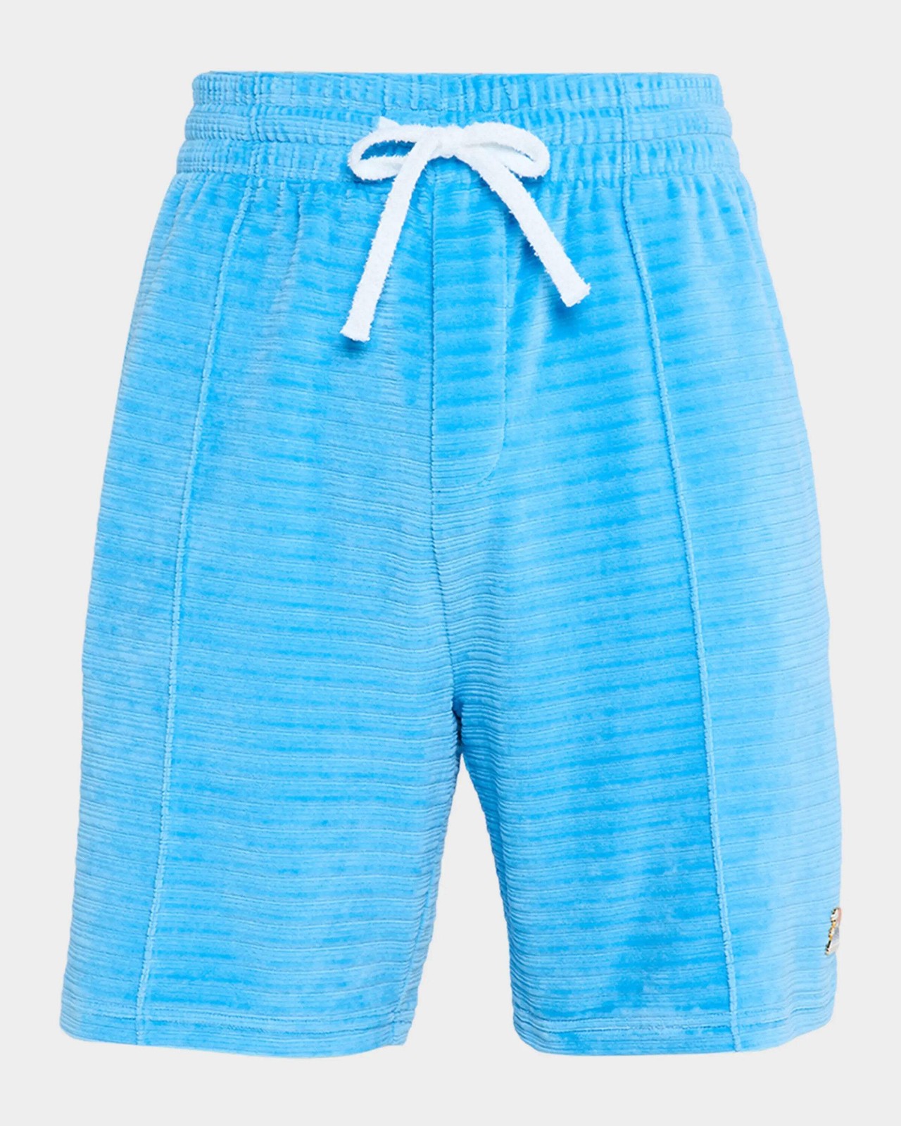 CasaBlanca Men's Velour Pintuck-Pleated Drawstring Shorts