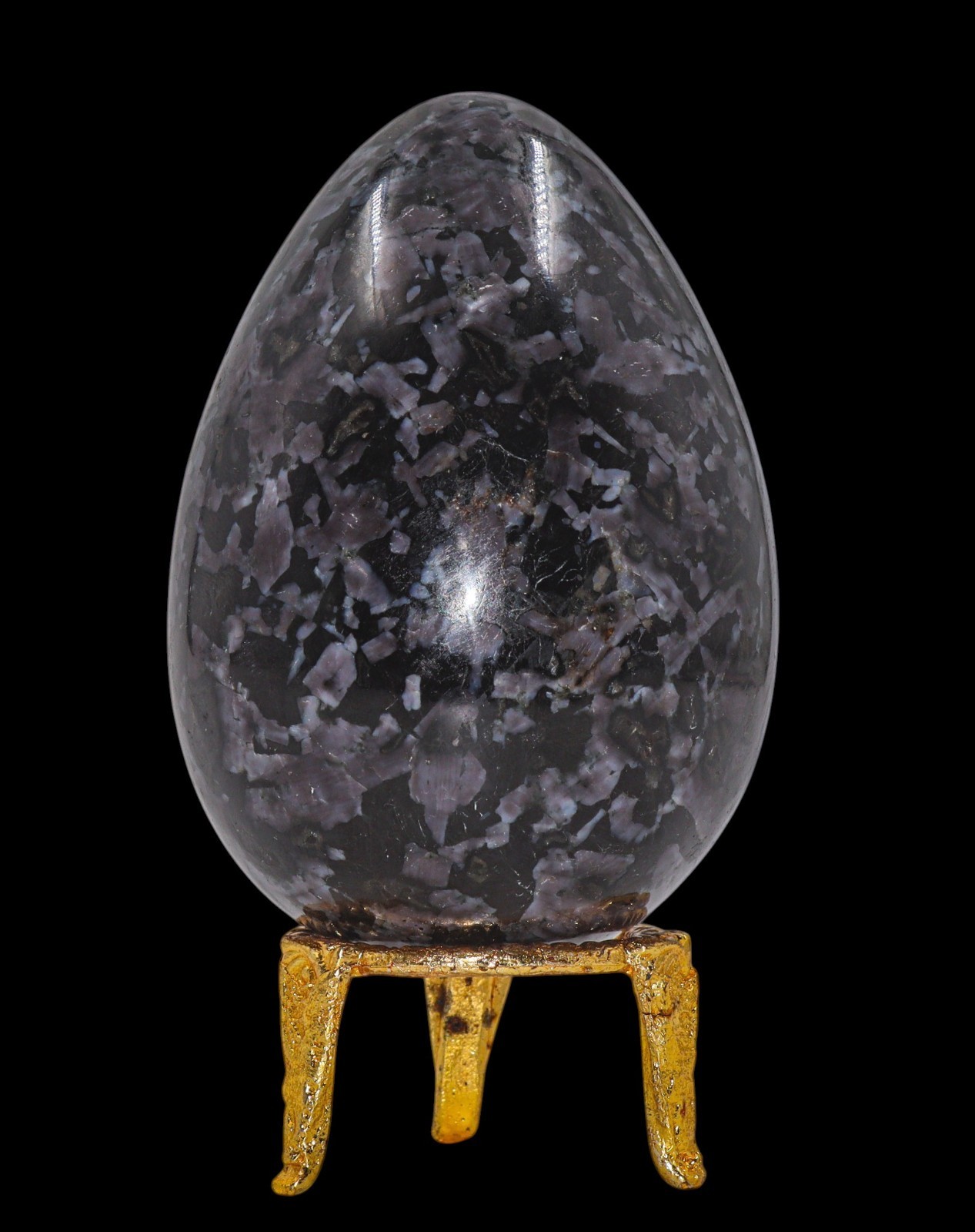 95mm Natural Gabbro Crystal Egg Merlinite Stone Polished Gemstone Decor