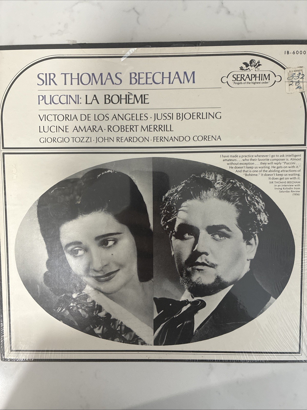 PUCCINI: LA BOHEME - 2 Album Box Set-SIR THOMAS BEECHAM-SERAPHIM NEW SEALED PUCCINI: LA BOHEME - 2 Album Box Set-SIR THOMAS BEECHAM-SERAPHIM NEW SEALED