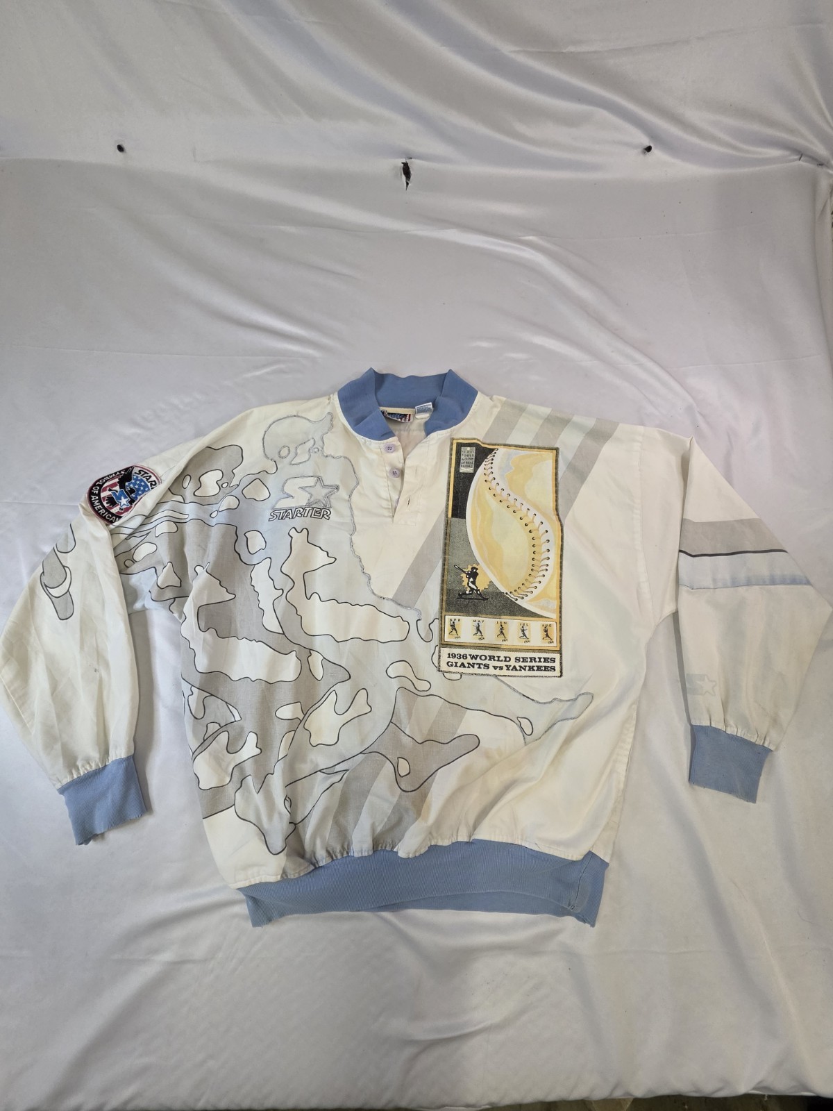 Vintage Starter 1936 World Series Yankees Giants Pullover Jacket Medium MLB
