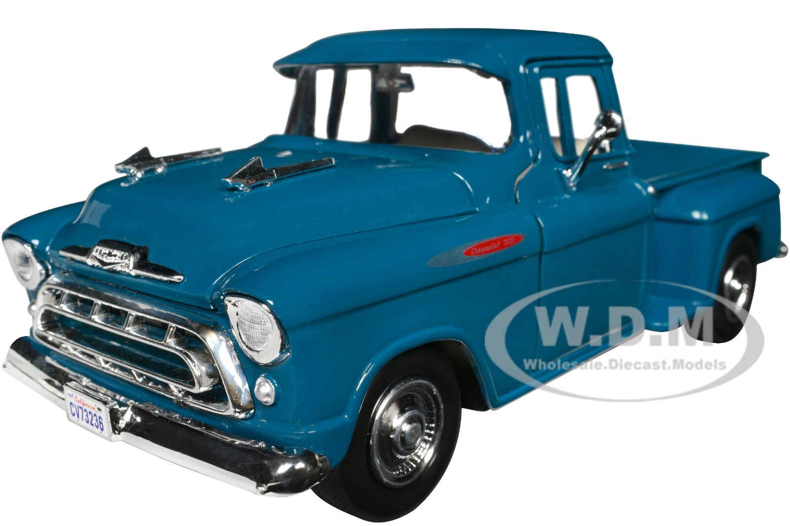 1957 CHEVROLET 3100 STEPSIDE PICKUP TEAL 1/24 DIECAST MODEL BY MOTORMAX 79381 1957 CHEVROLET 3100 STEPSIDE PICKUP TEAL 1/24 DIECAST MODEL BY MOTORMAX 79381