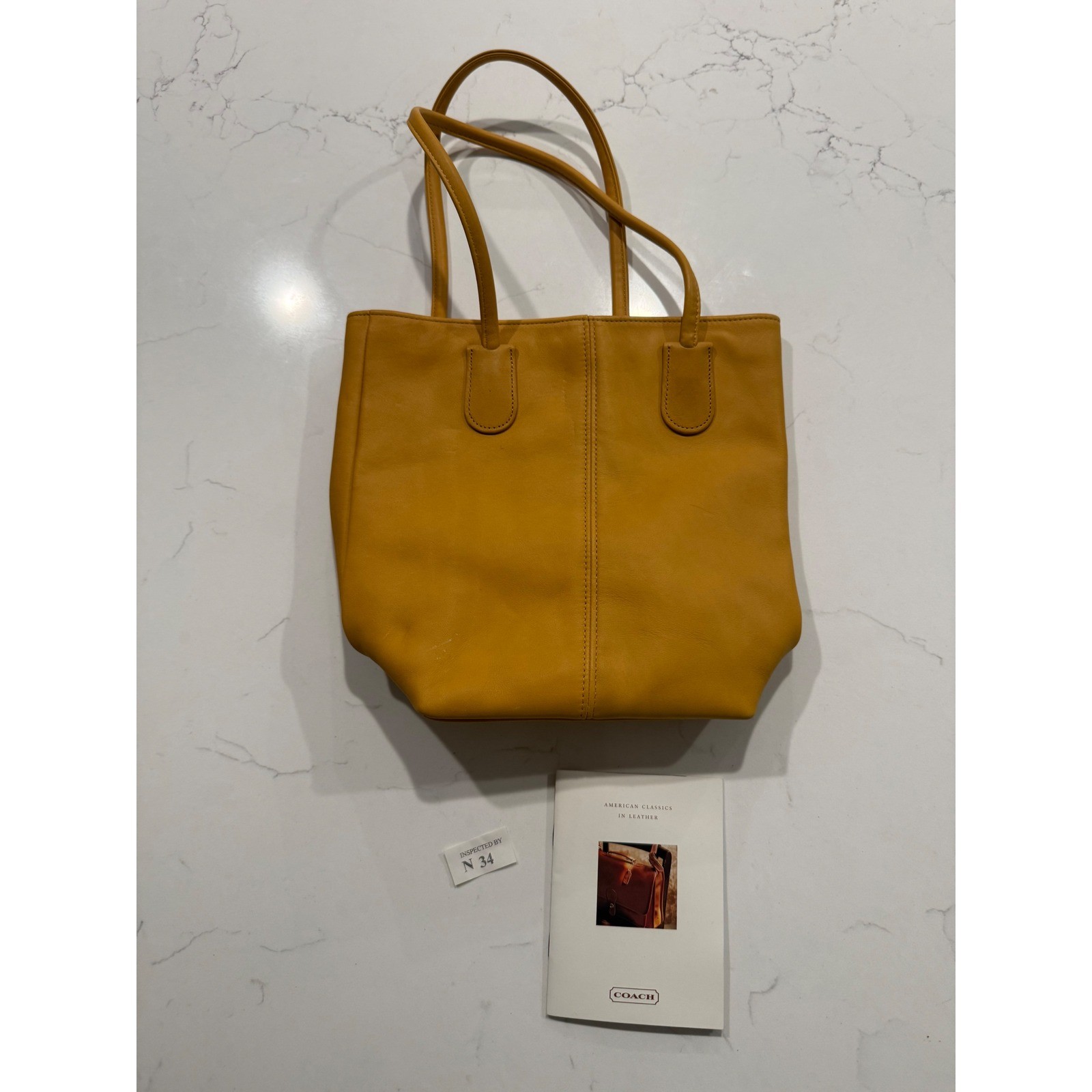 Coach Vintage Yellow Leather Tote Bag Shoulder Bag USA Made 7304