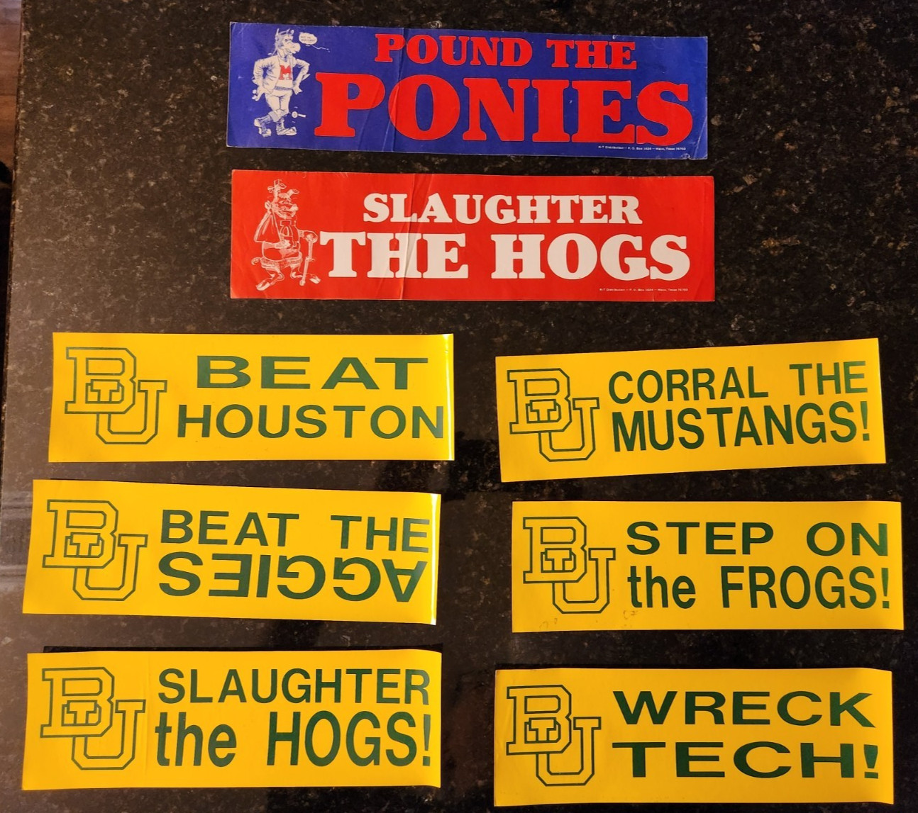 1970s Vintage Lot of 8 Baylor Promotional Bumper Stickers 1970s Vintage Lot of 8 Baylor Promotional Bumper Stickers