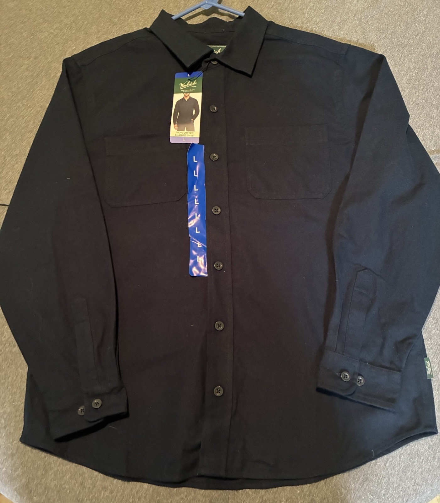 Woolrich Green Label Men’s L Navy Blue 100% Cotton Chamois Long Sleeve Shirt NWT Woolrich Green Label Men’s L Navy Blue 100% Cotton Chamois Long Sleeve Shirt NWT