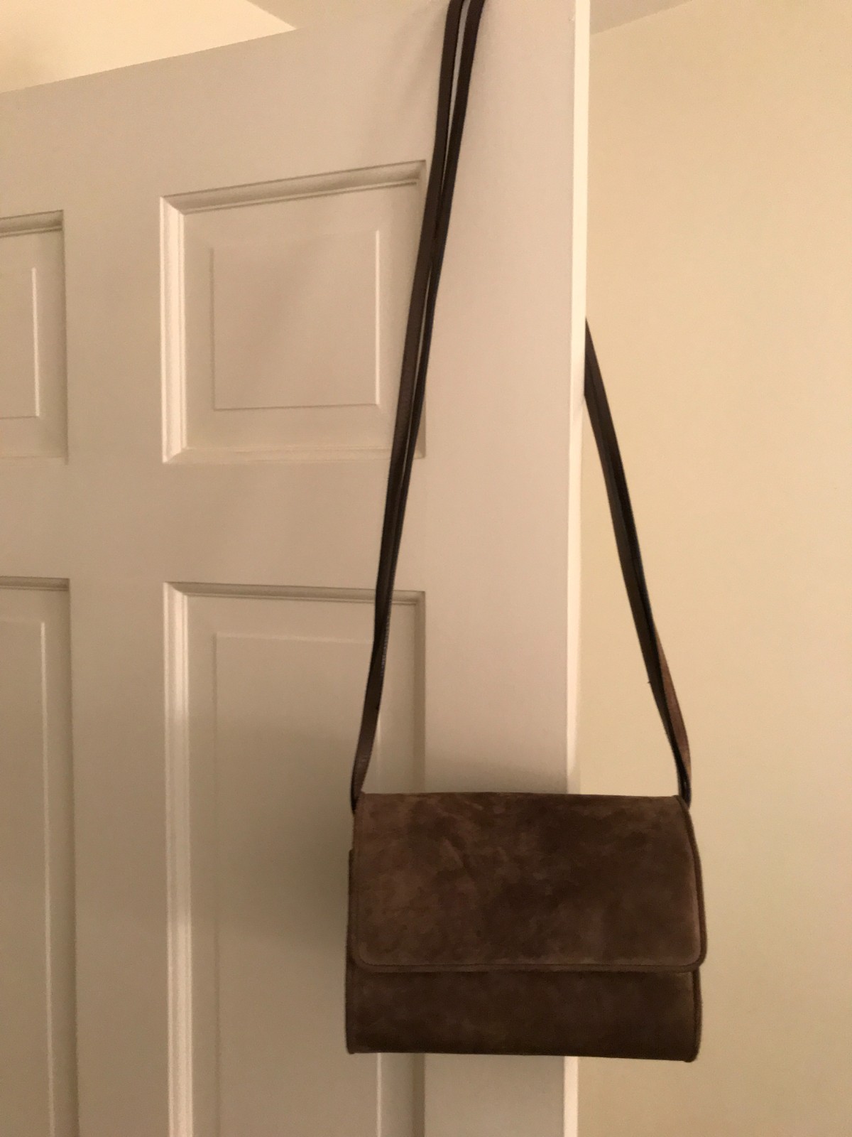 Vintage Salvatore Ferragamo Taupe Suede Leather Shoulder Bag