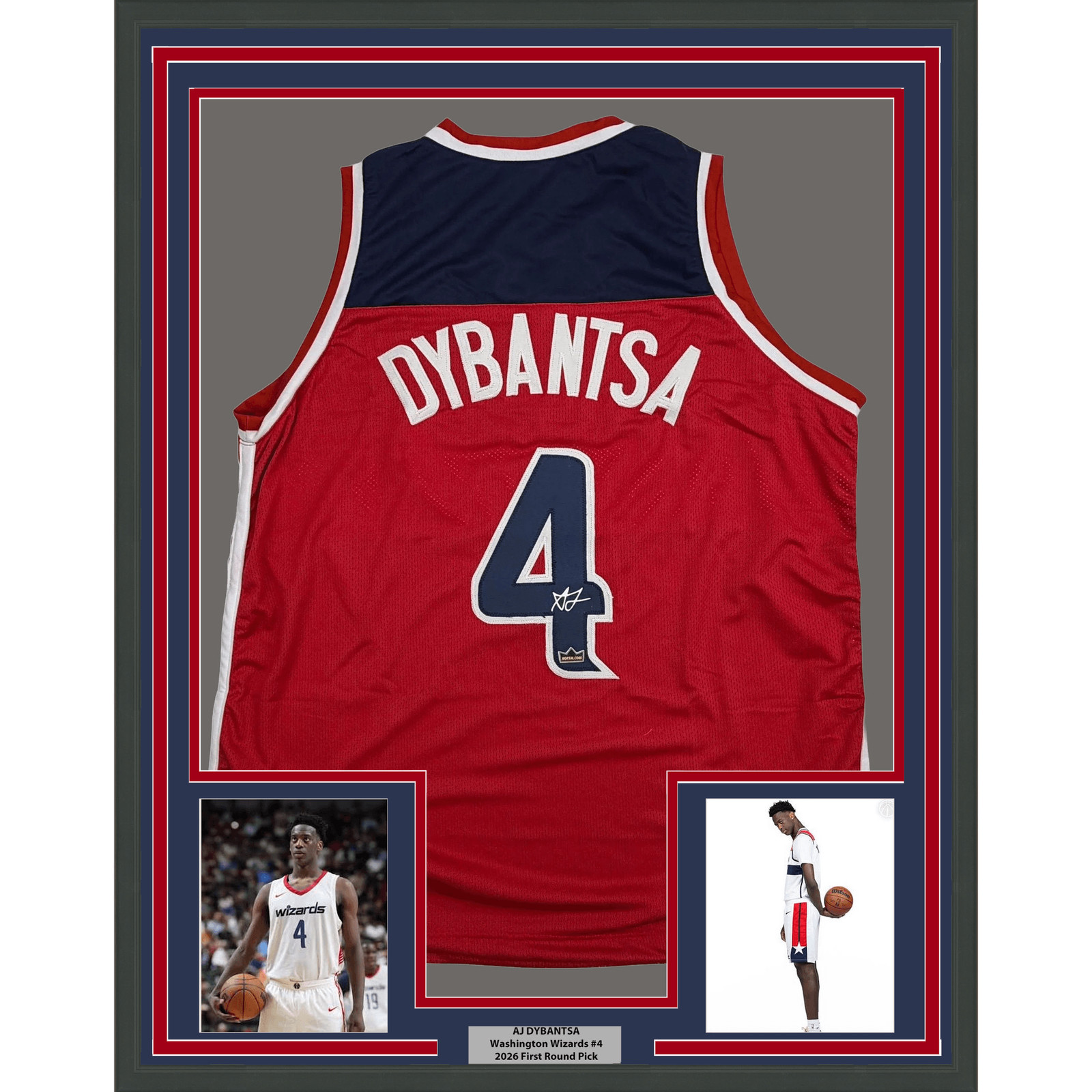 Framed Facsimile Autographed AJ Dybantsa 35x39 Washington Red Jersey Framed Facsimile Autographed AJ Dybantsa 35x39 Washington Red Jersey