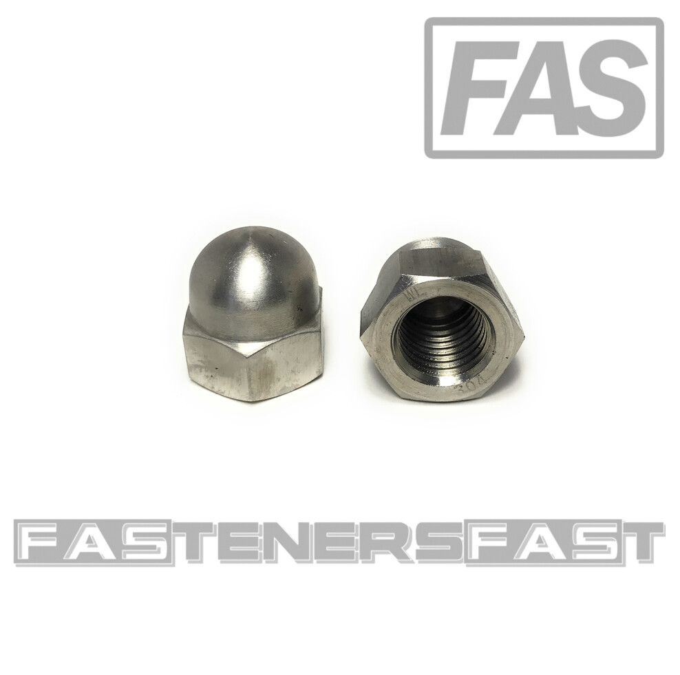 (1) 7/8-9 Stainless Steel Hex Acorn Cap Nuts 18-8 (1 Piece) (1) 7/8-9 Stainless Steel Hex Acorn Cap Nuts 18-8 (1 Piece)
