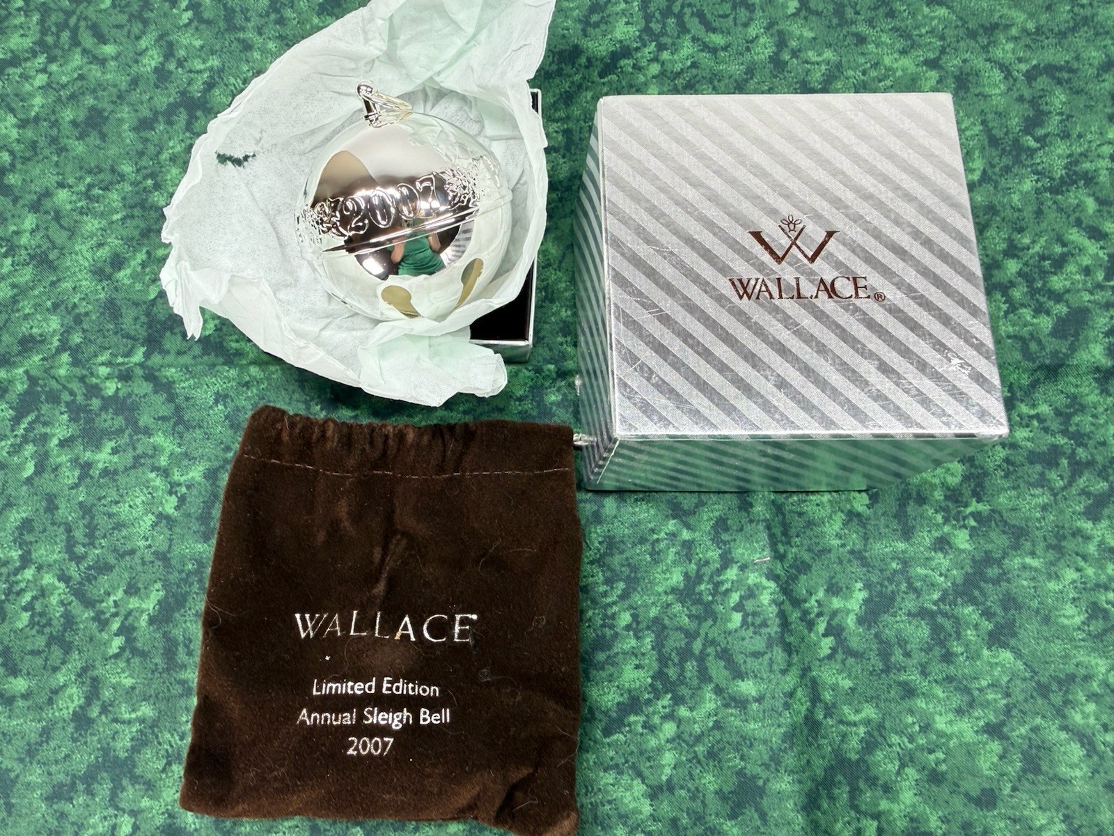 Wallace 37th Edition Silver Plated Sleigh Bell Christmas Ornament 2007 Wallace 37th Edition Silver Plated Sleigh Bell Christmas Ornament 2007