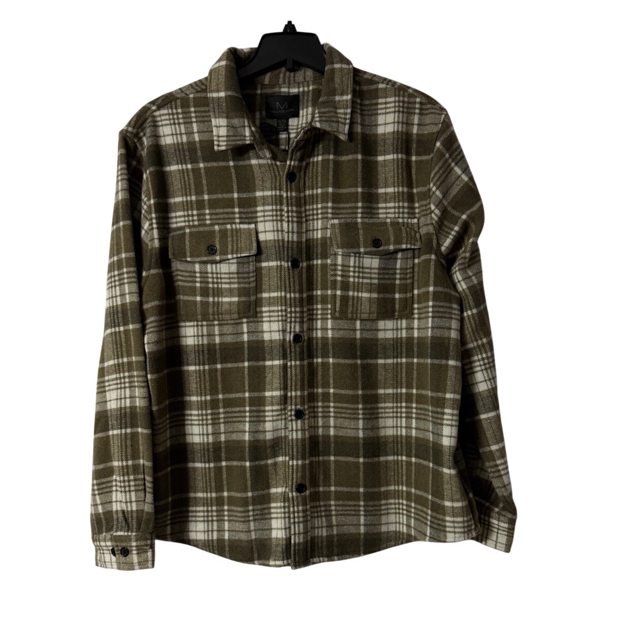 NWT Magaschoni Mens Long Sleeve Wool Blend Heavy Plaid Button Shirt Size 2XL NWT Magaschoni Mens Long Sleeve Wool Blend Heavy Plaid Button Shirt Size 2XL