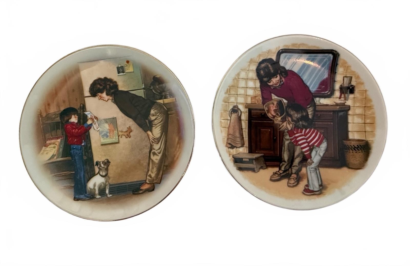 Vintage Avon Tom Newsom Special Memories Mother’s Day Plates 1985 1986 Set of 2