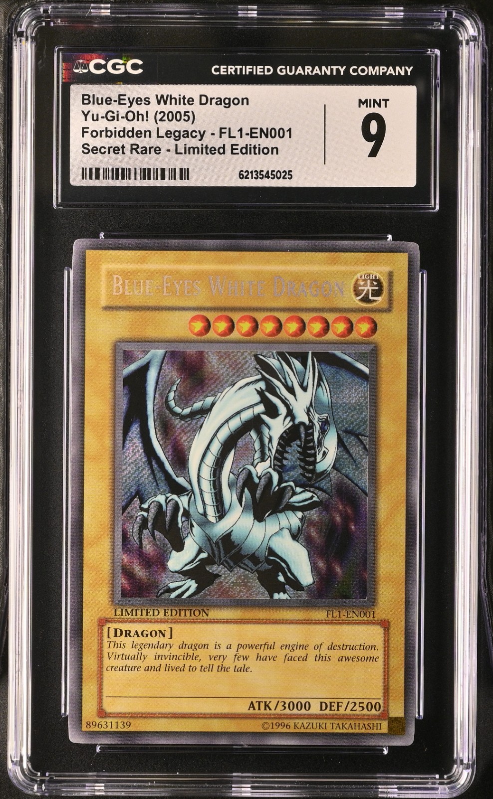 2005 Yu-Gi-Oh Blue-Eyes White Dragon FL1-EN001 Secret Rare Promo CGC 9 2005 Yu-Gi-Oh Blue-Eyes White Dragon FL1-EN001 Secret Rare Promo CGC 9