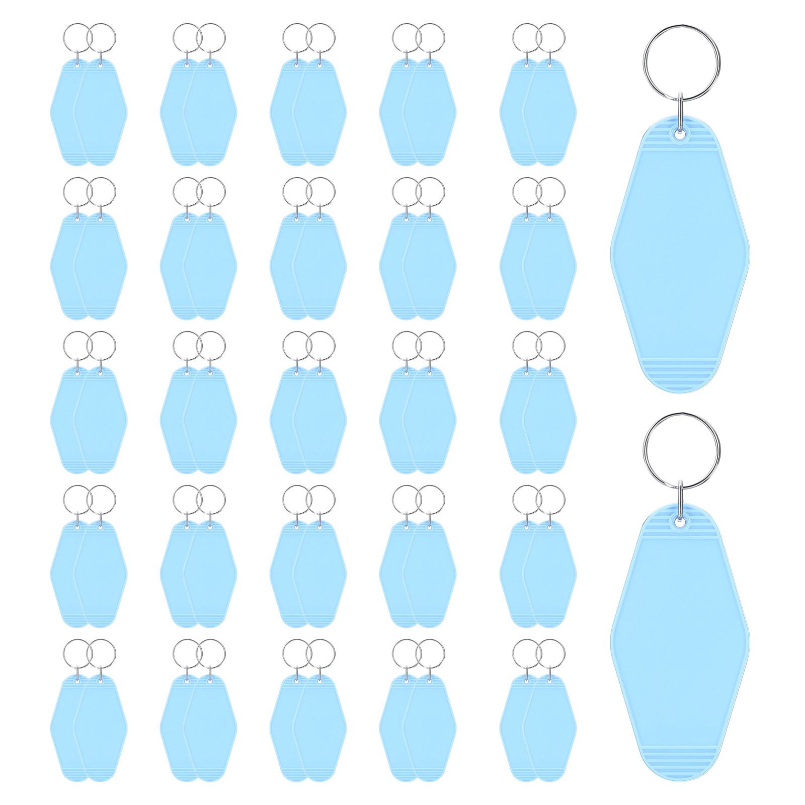 50 x Vintage Motel Keychain Blank Hotel Keychains Rhombus Retro Sky Blue