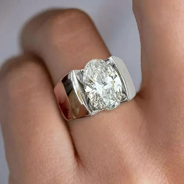 5.8Ct Lab Created Sapphire VVS1/D Oval Cut Engagement Ring 14k White Gold Finish