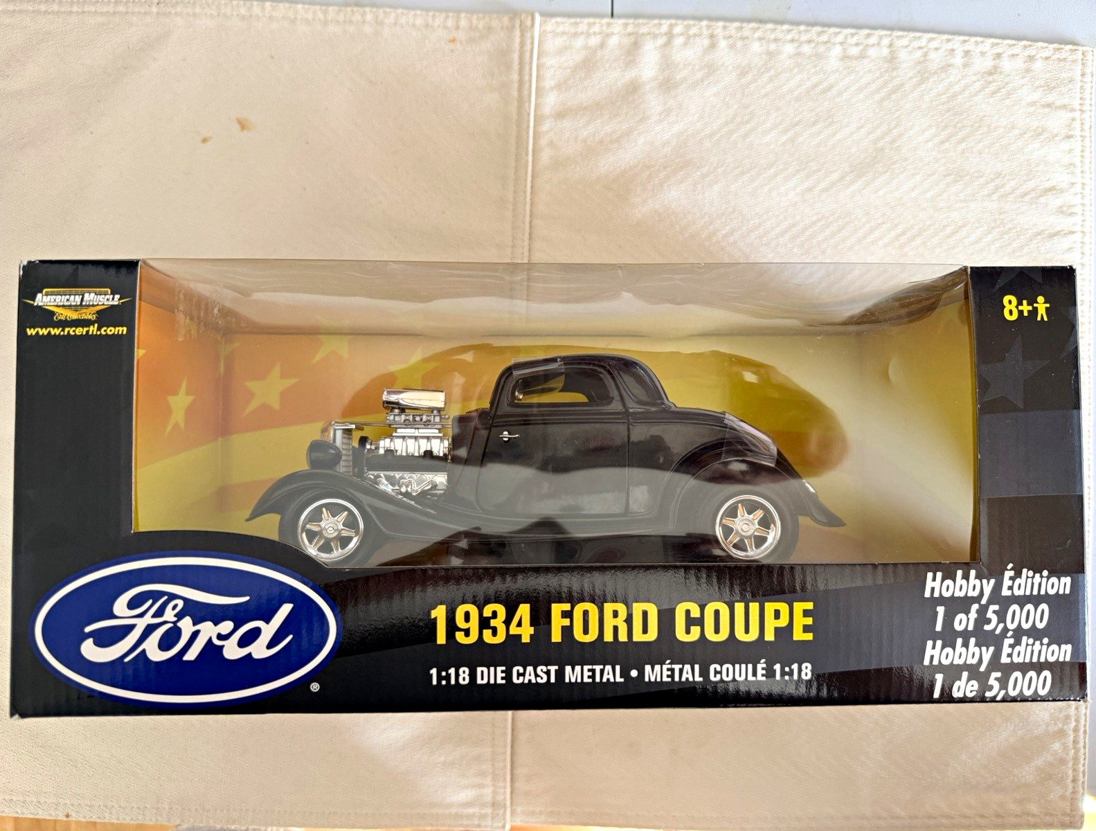 Ertl American Muscle 1:18 1934 Ford Coupe Black Diecast Car, Hobby Edition Ertl American Muscle 1:18 1934 Ford Coupe Black Diecast Car, Hobby Edition