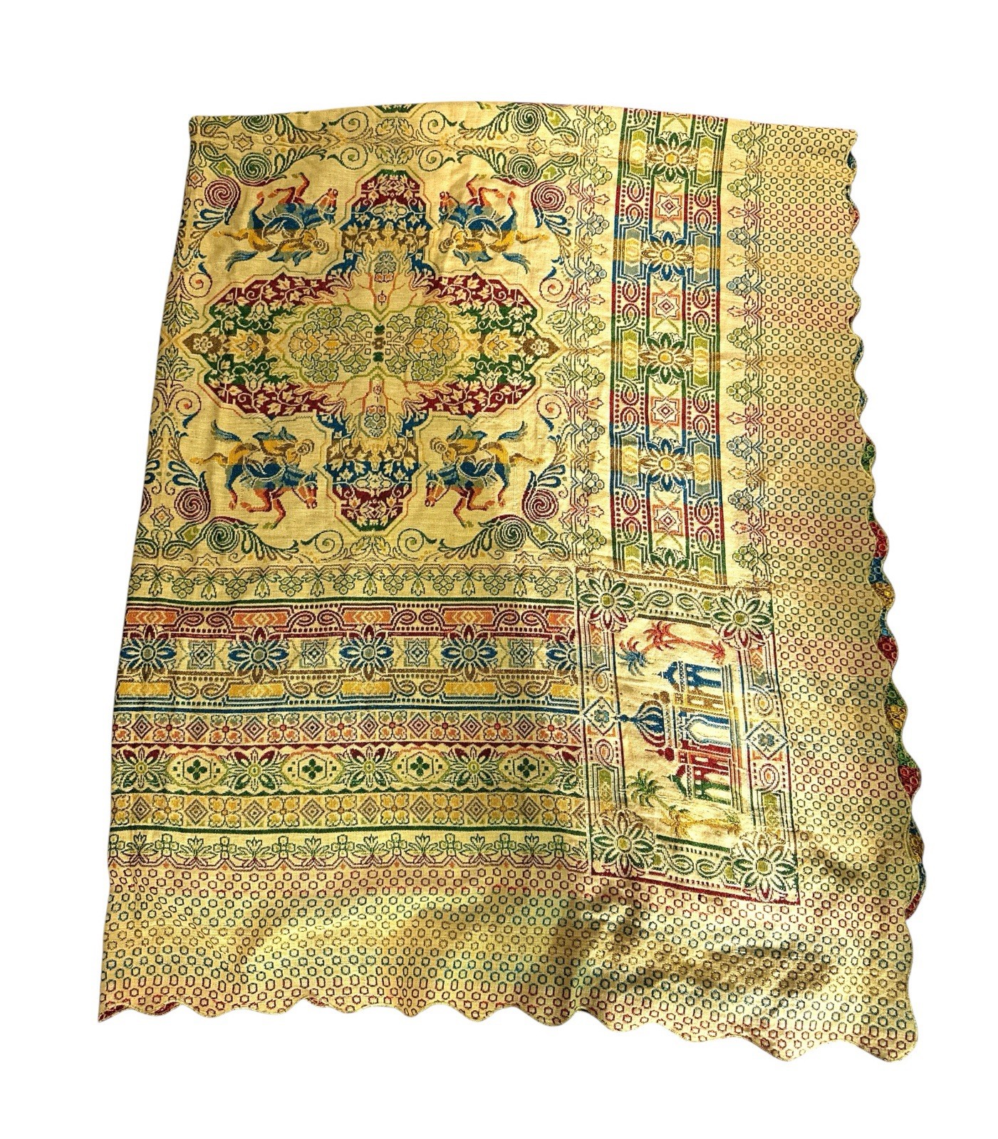 Vintage Italian Marocco Woven Tapestry Bedspread Coverlet 100x80 Made in Italy