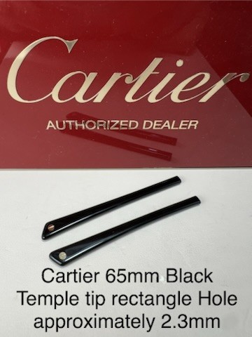 Cartier Eyewear Temple Tips 65mm Black 1Pair Rectangle Hole ~2.3mm New Cartier Eyewear Temple Tips 65mm Black 1Pair Rectangle Hole ~2.3mm New