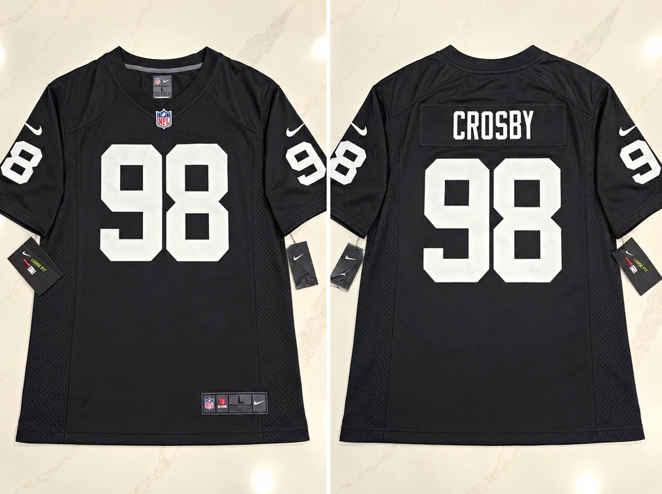 Maxx Crosby #98 Las Vegas Raiders Men’s Jersey Men’s Black S-3XL NWT Maxx Crosby #98 Las Vegas Raiders Men’s Jersey Men’s Black S-3XL NWT