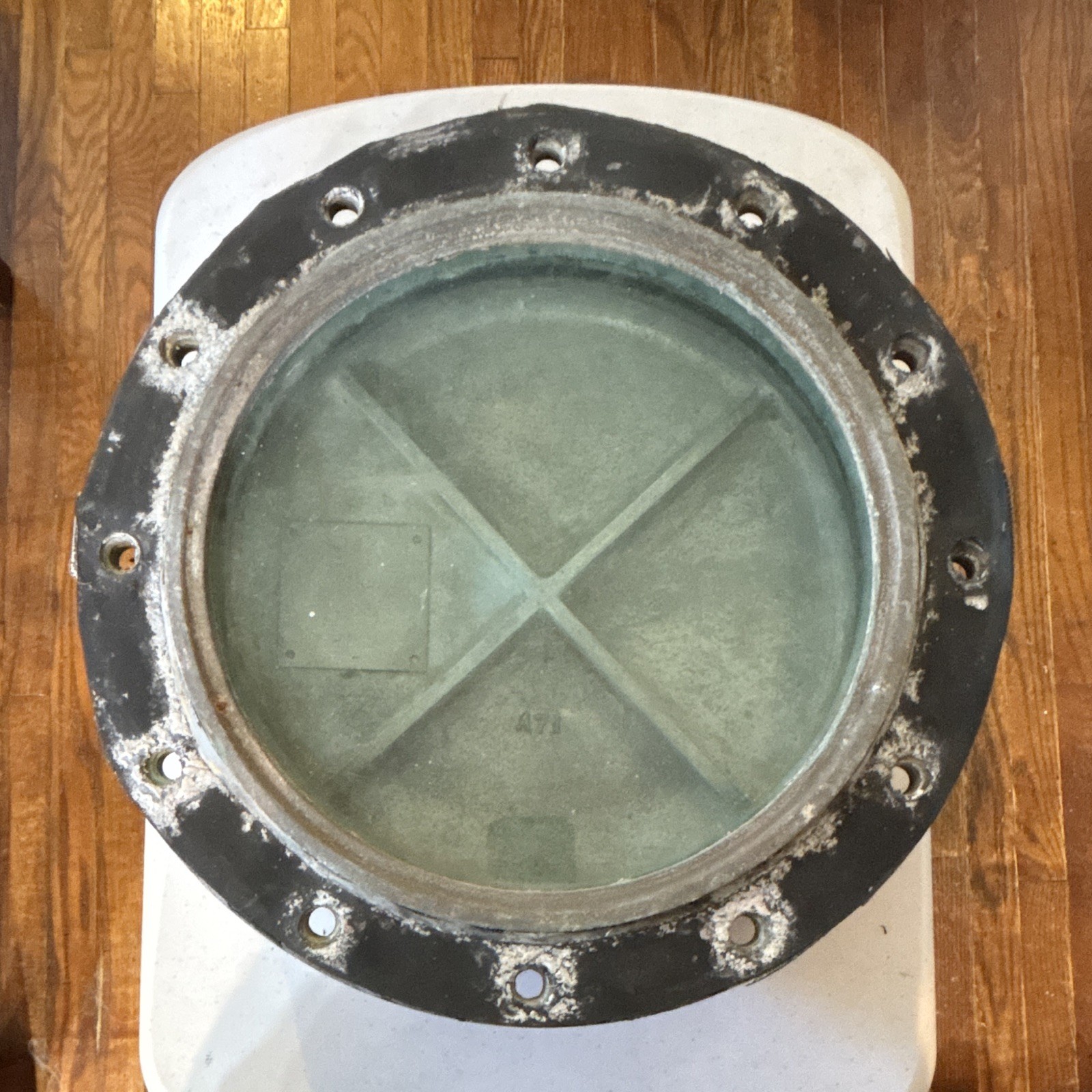 Authentic Military Naval Porthole Window “Dog Zebra” 17” around 12” glass AS IS Authentic Military Naval Porthole Window “Dog Zebra” 17” around 12” glass AS IS