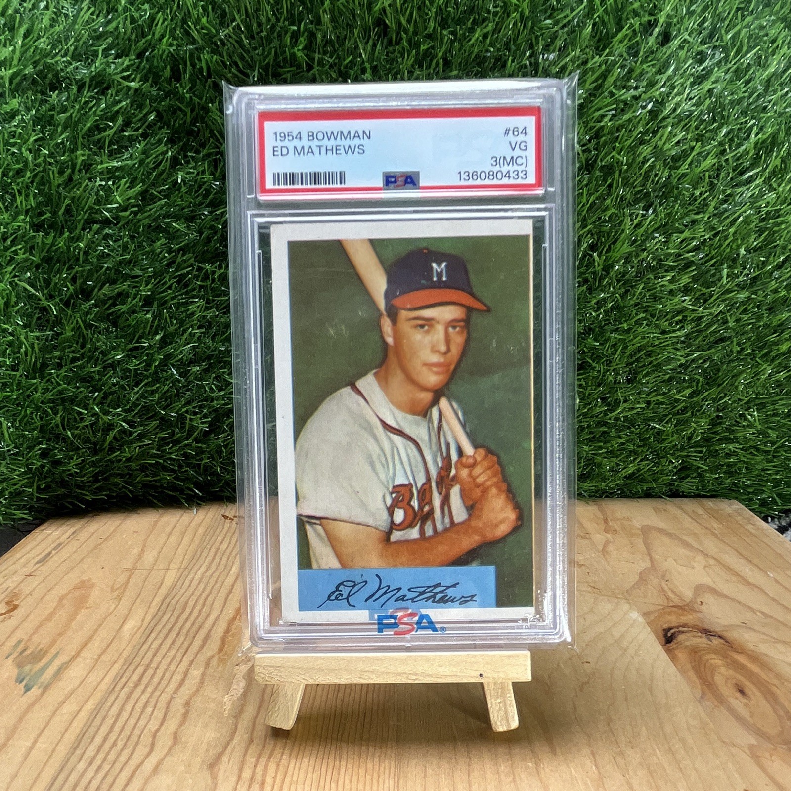 Bowman 1954 Eddie Mathews #64 Milwaukee Braves PSA Graded Base Set Card Bowman 1954 Eddie Mathews #64 Milwaukee Braves PSA Graded Base Set Card