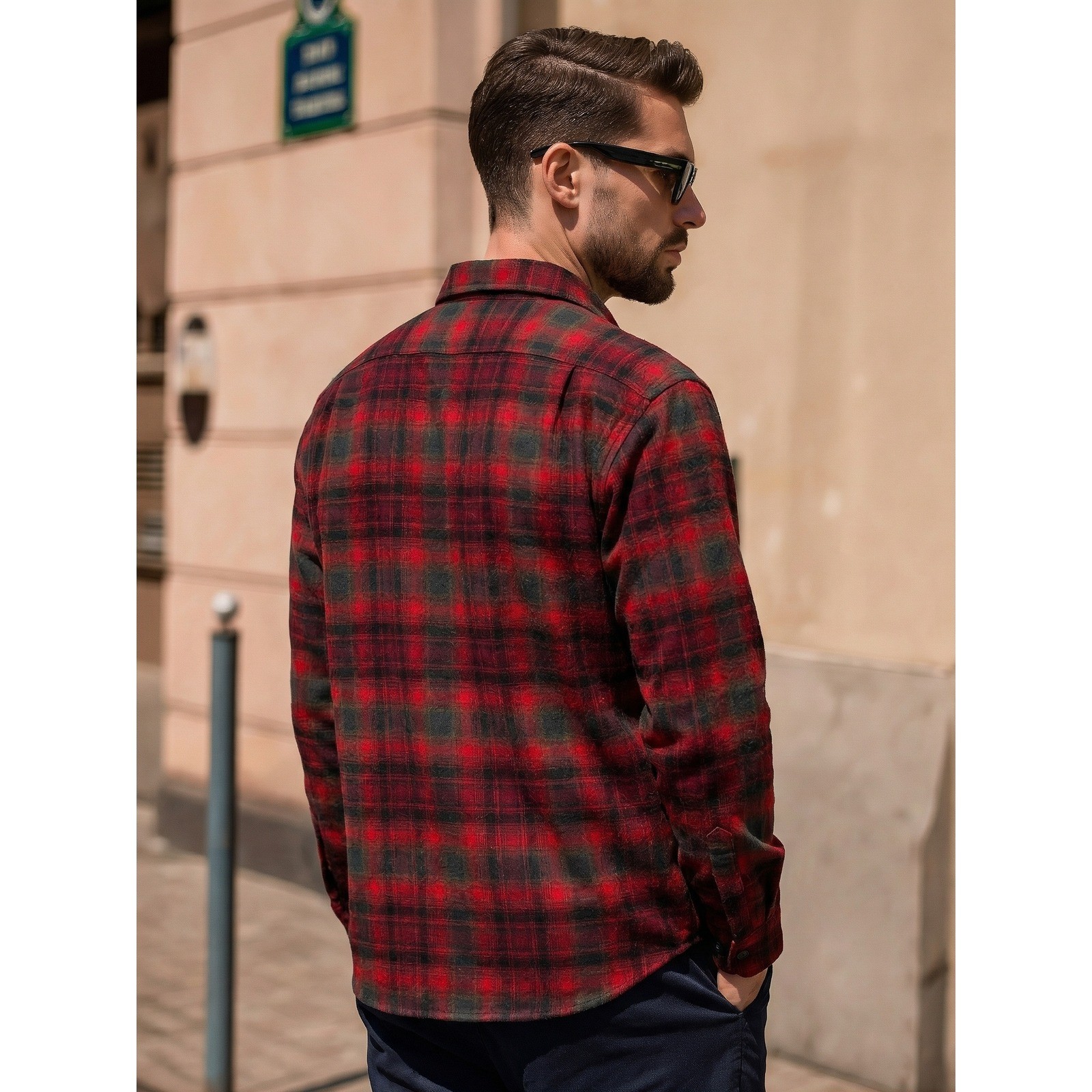 Vtg Pendleton Mens M Board Shirt 60s Red Black Shadow Plaid Loop Collar Frayed